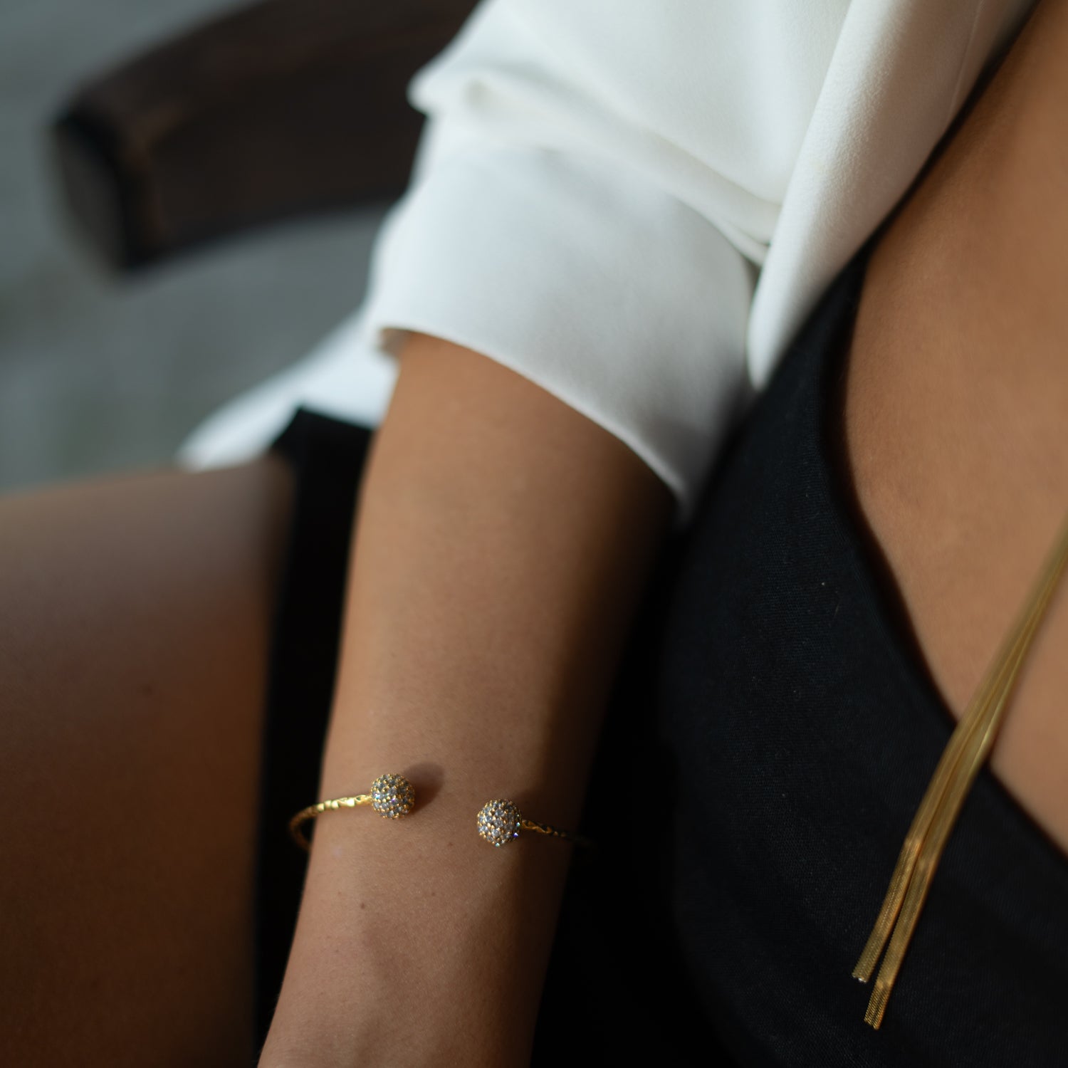 Diamond Grace Adjustable Gold Cuff Bracelet