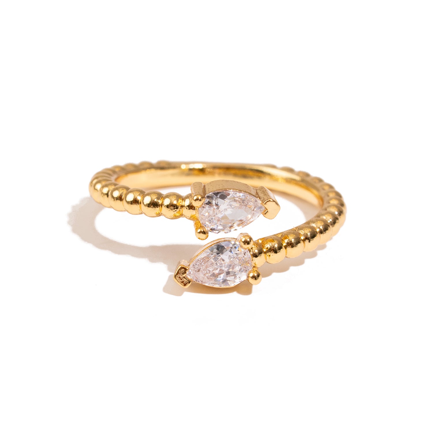 Diamond Teardrop Glow Gold Adjustable Ring