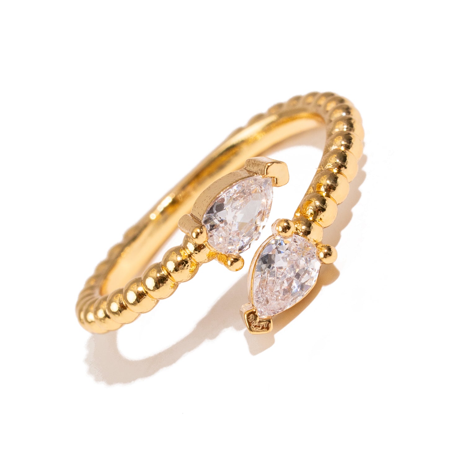 Diamond Teardrop Glow Gold Adjustable Ring