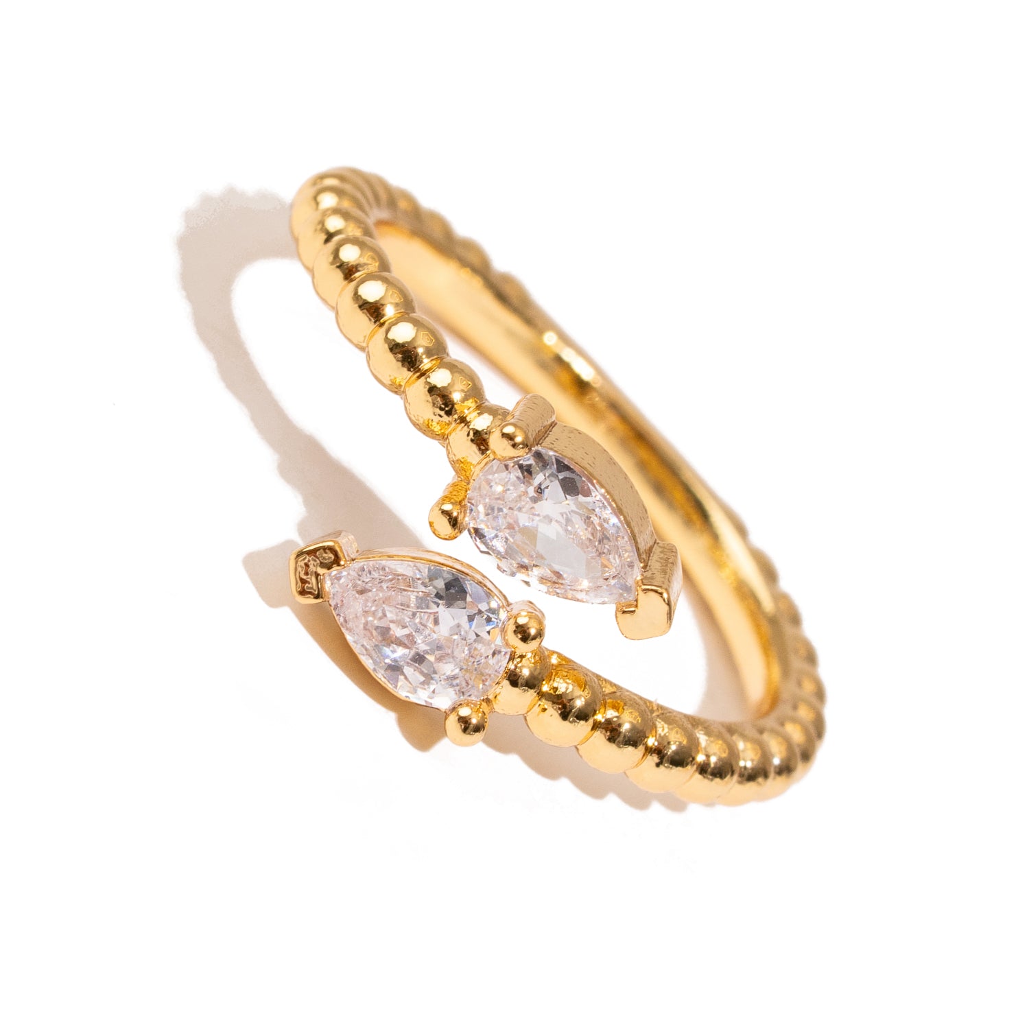 Diamond Teardrop Glow Gold Adjustable Ring