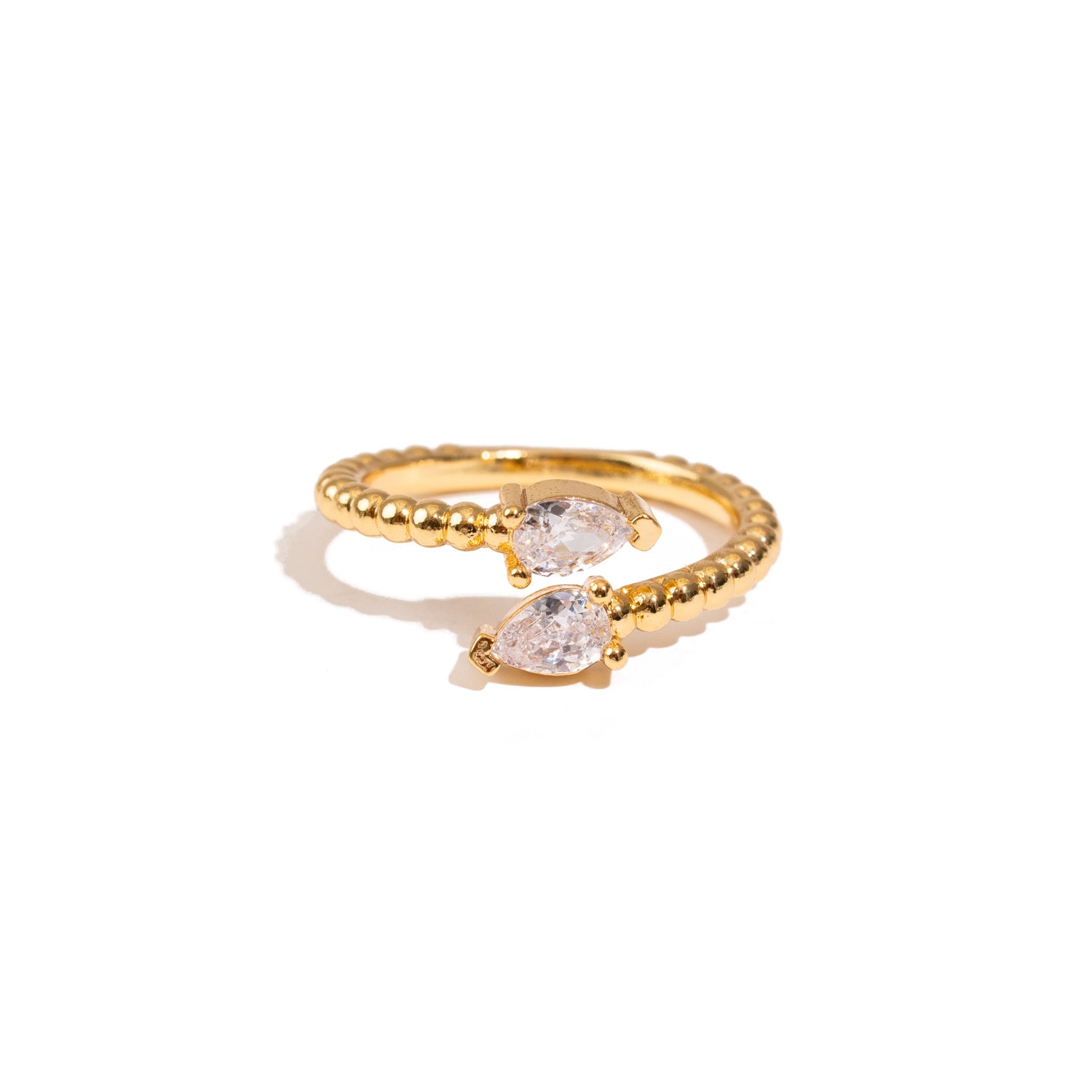 Diamond Teardrop Glow Gold Adjustable Ring