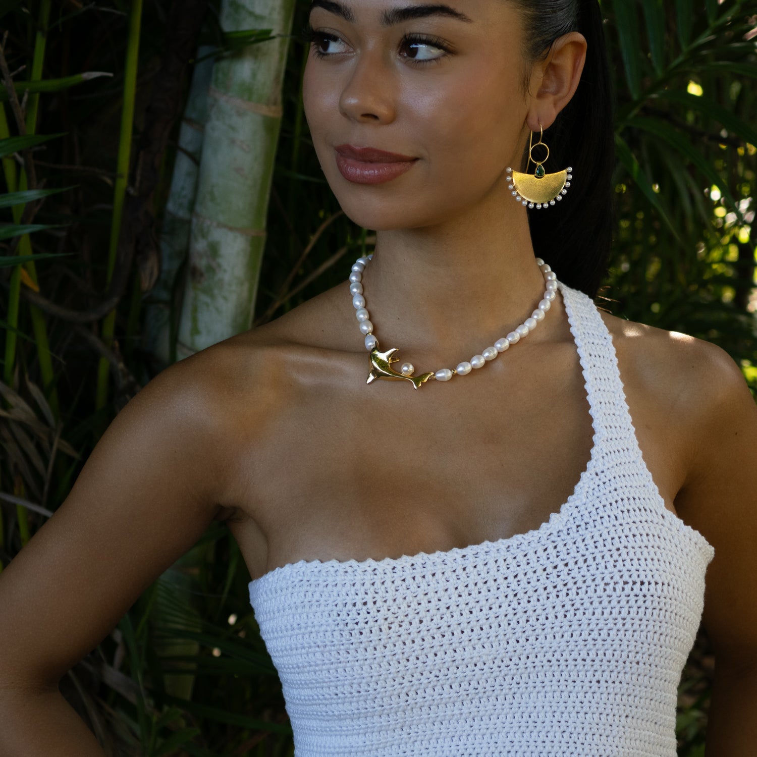 Divine Cleopatra Pearl & Enamel Dangle Earrings