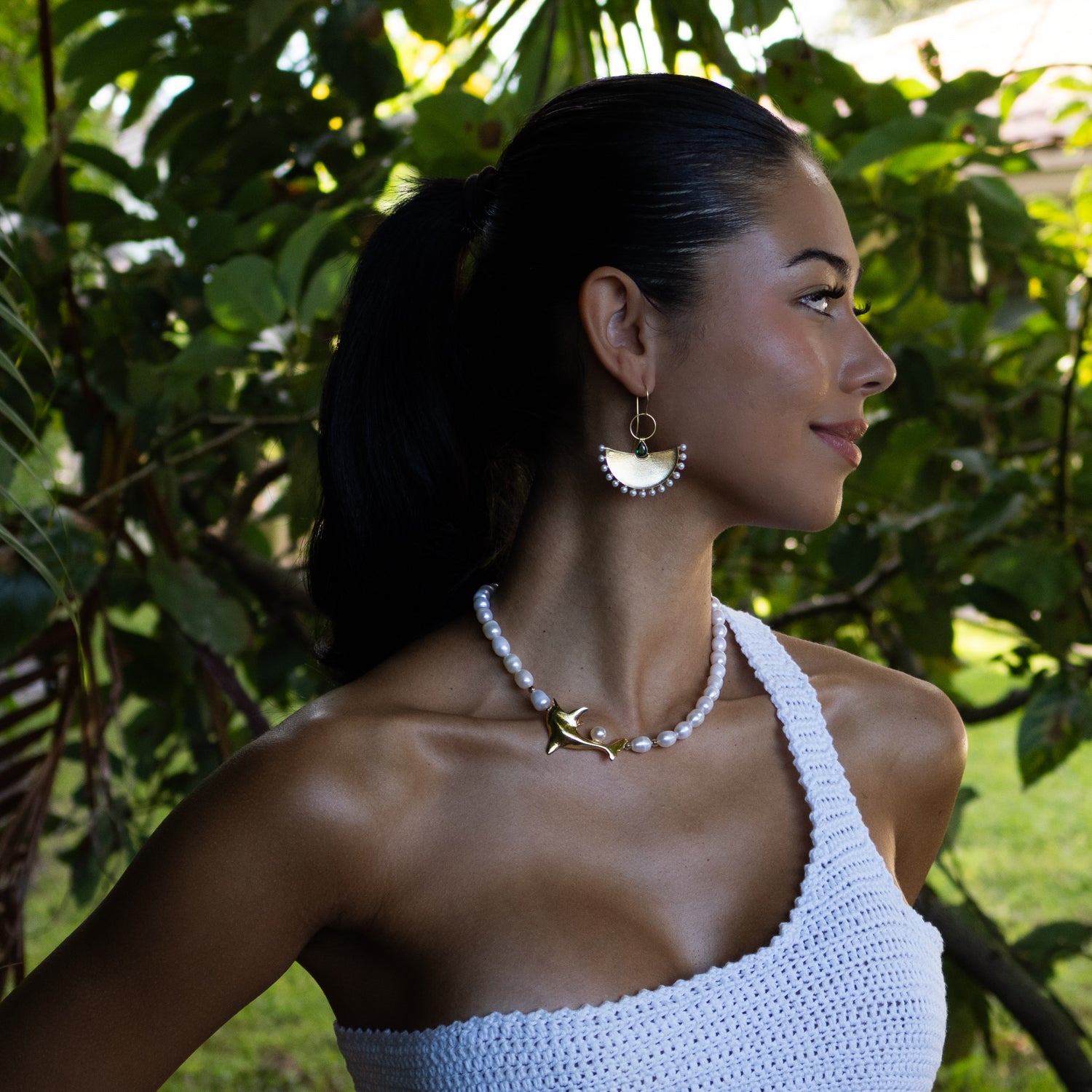 Divine Cleopatra Pearl & Enamel Dangle Earrings