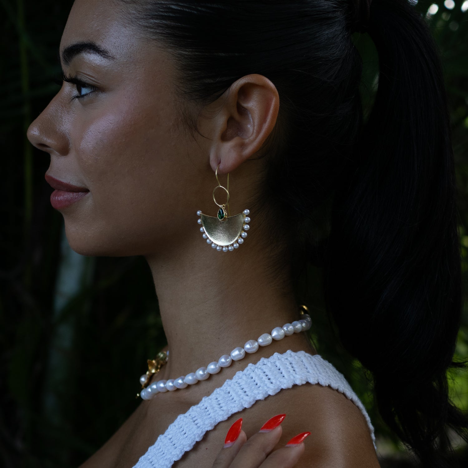 Divine Cleopatra Pearl & Enamel Dangle Earrings