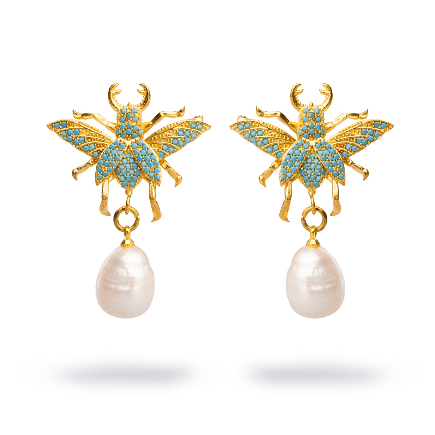 Divine Connection Queen Bee Turquoise & Gold Chunky Earrings