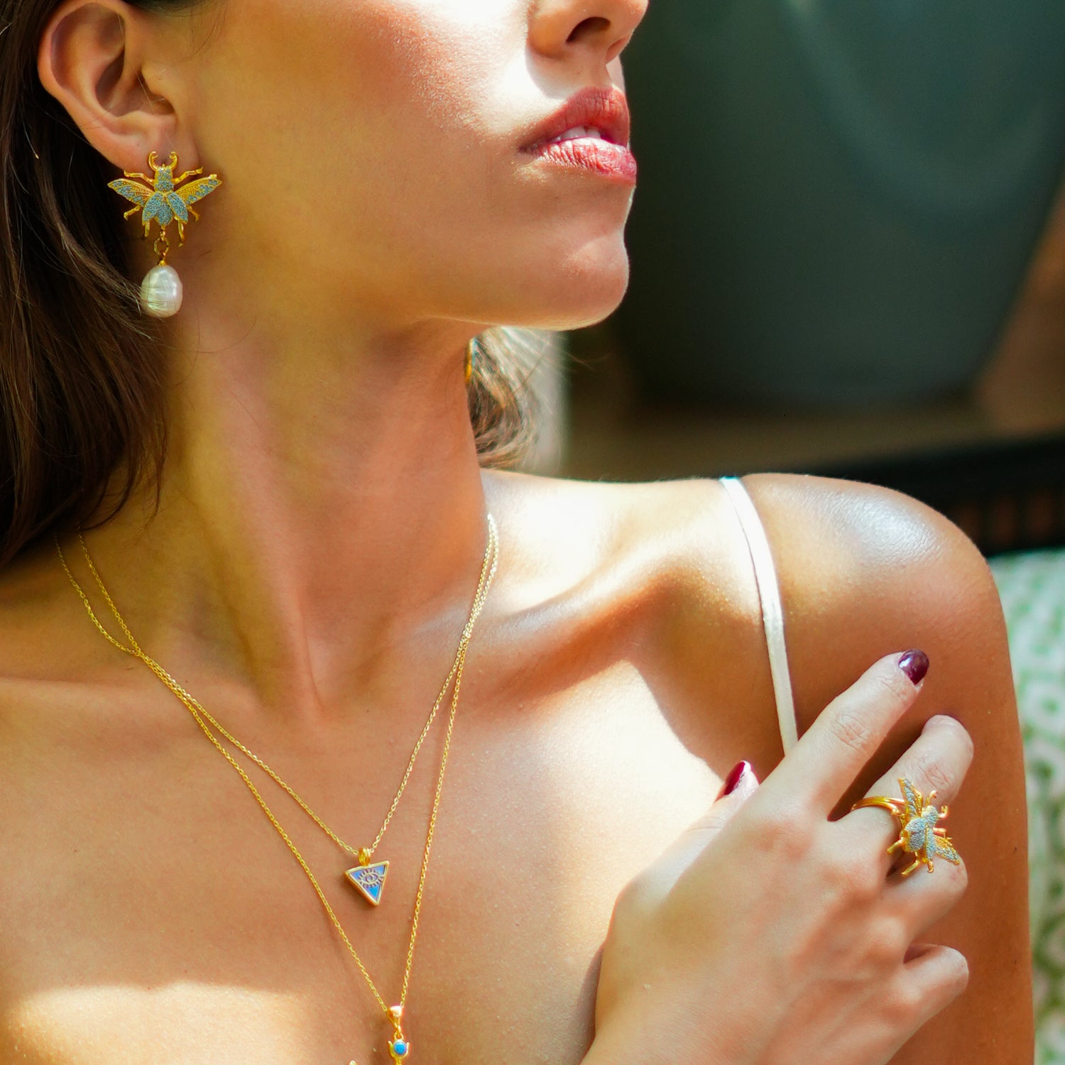 Divine Connection Queen Bee Turquoise & Gold Chunky Earrings