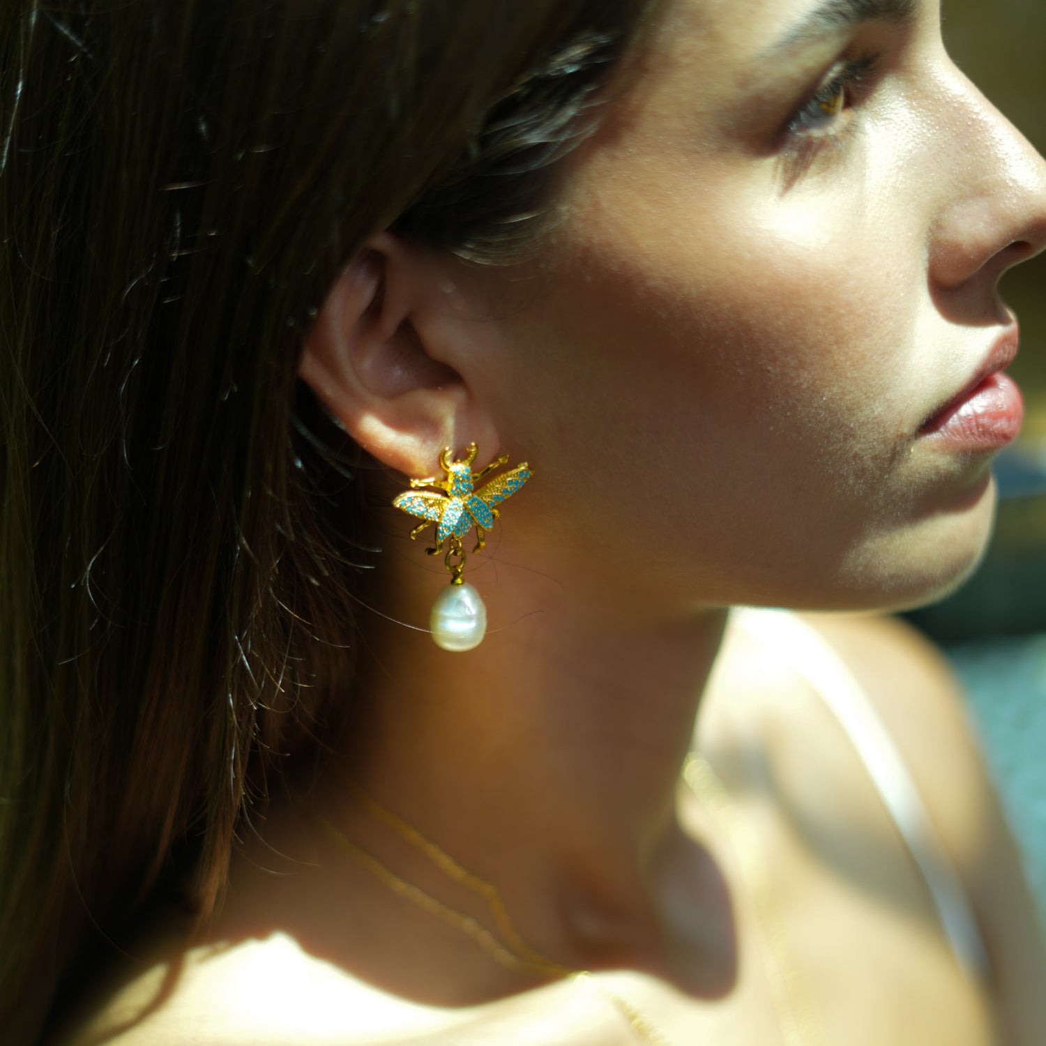 Divine Connection Queen Bee Turquoise & Gold Chunky Earrings