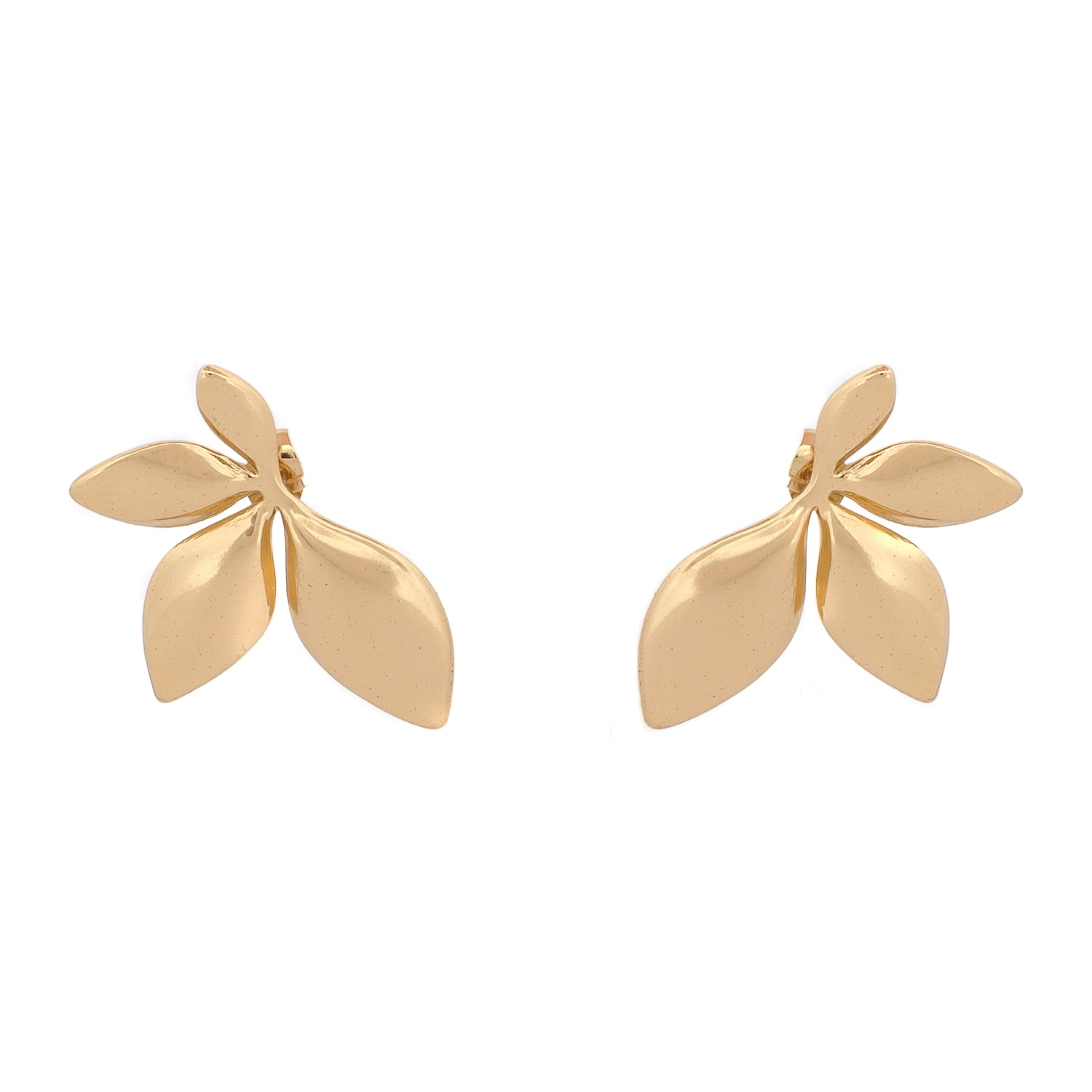 Divine Leaf Dance Stud Gold Earrings