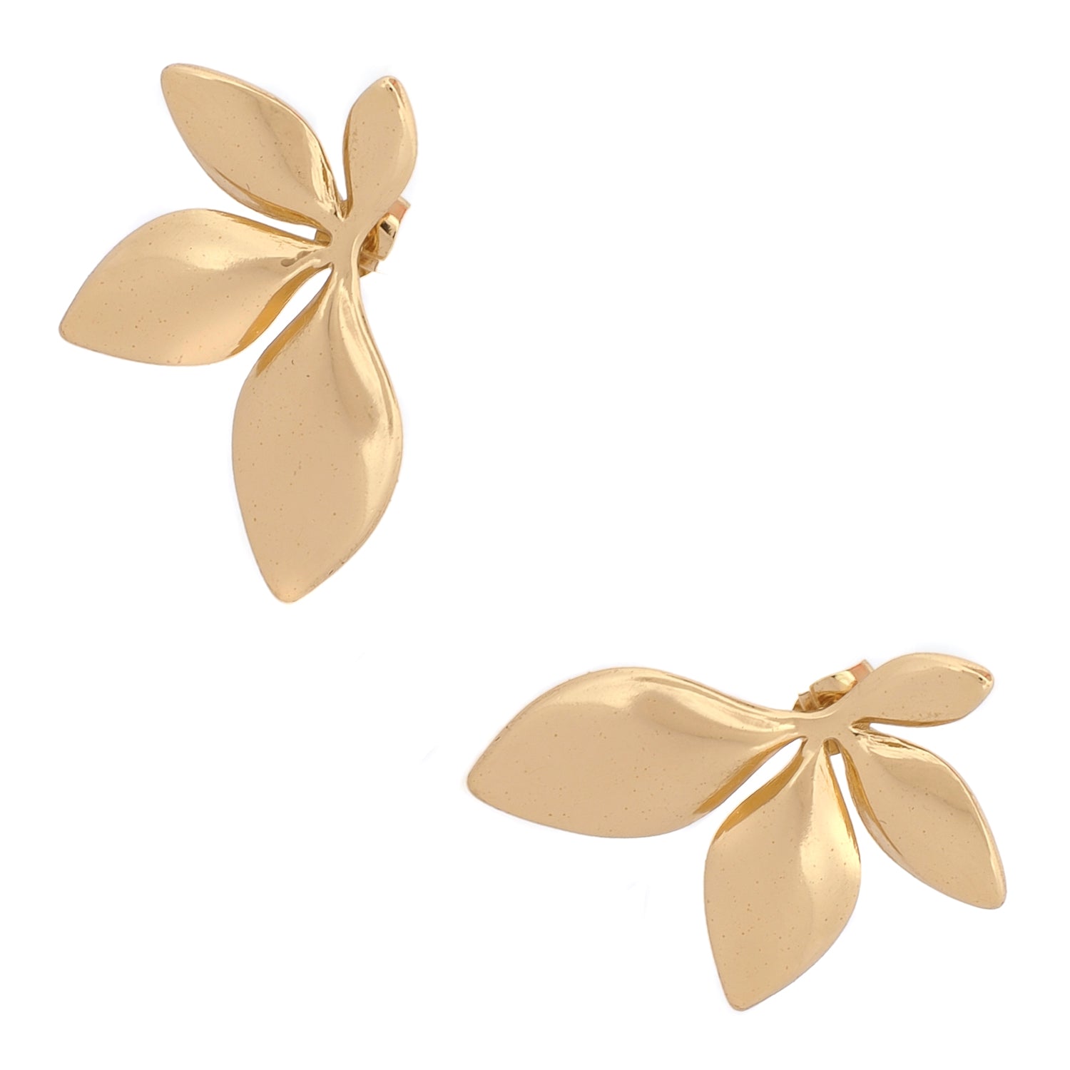 Divine Leaf Dance Stud Gold Earrings
