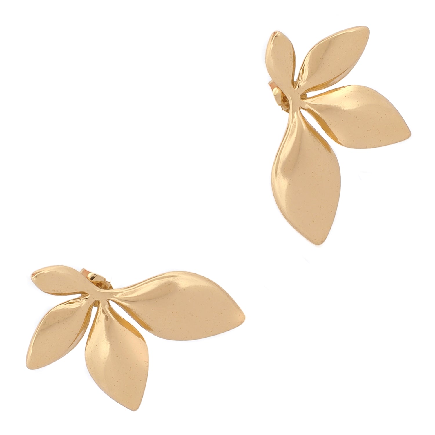 Divine Leaf Dance Stud Gold Earrings
