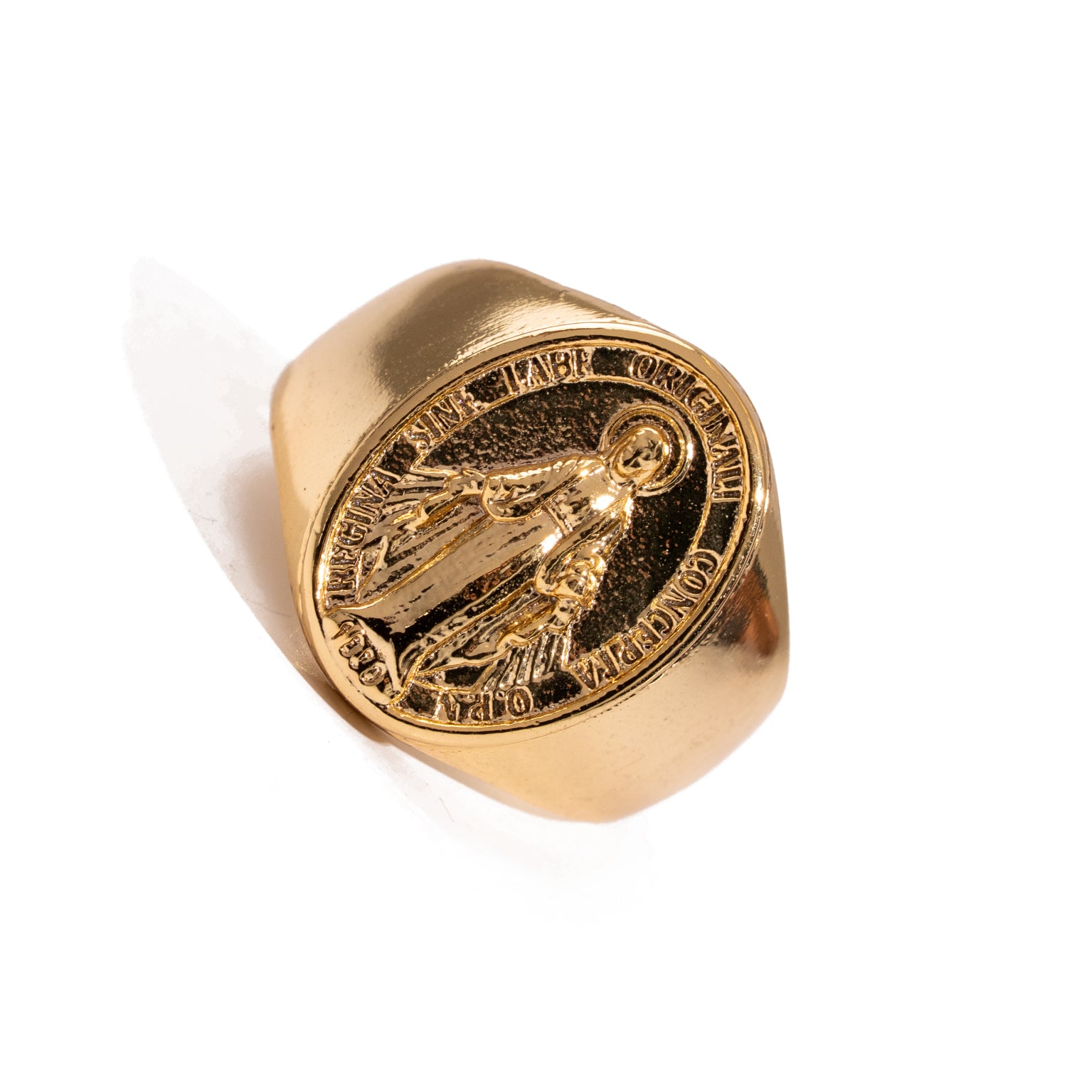 Divine Protection Virgin Mary Gold Vermeil Ring