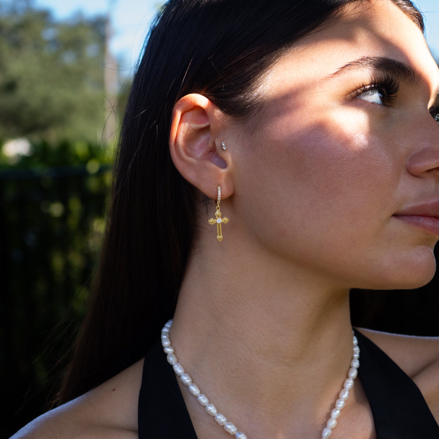 Divine Spark Cross Gold Vermeil Earrings