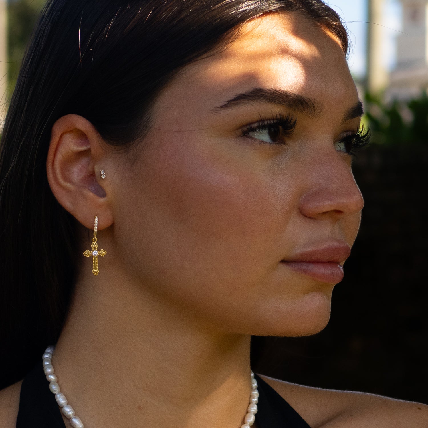 Divine Spark Cross Gold Vermeil Earrings