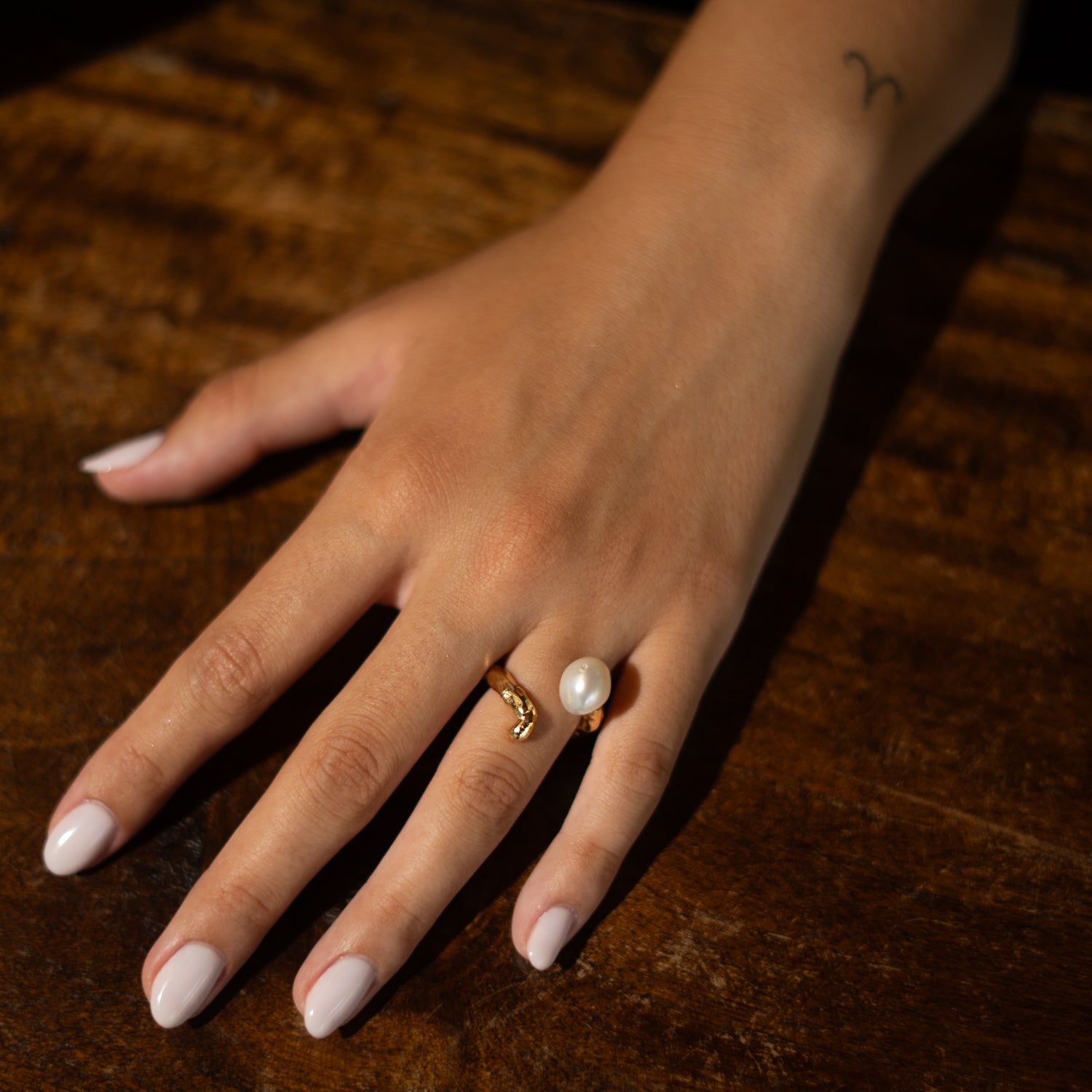 Divine Touch Pearl Gold Ring