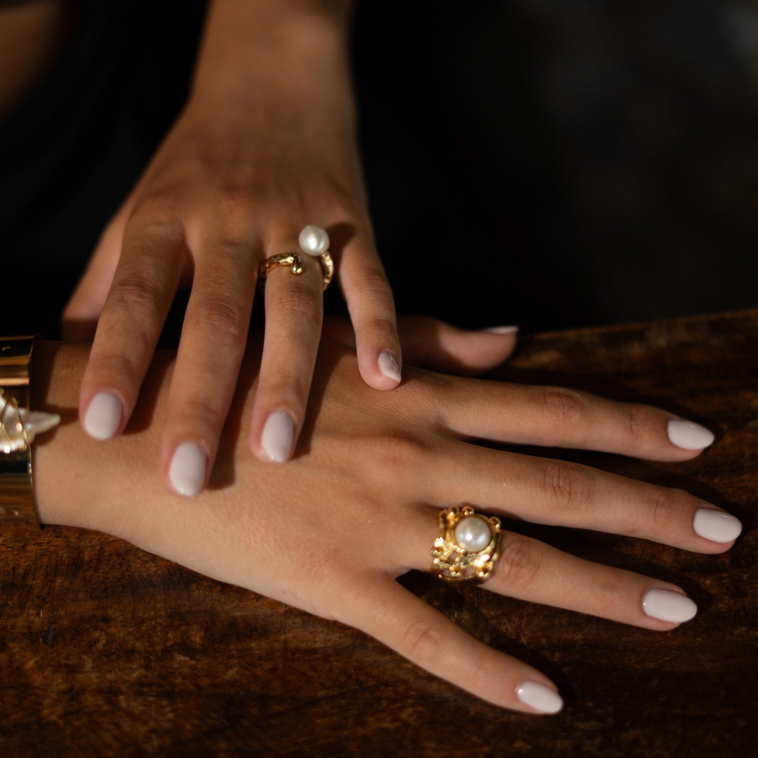 Divine Touch Pearl Gold Ring