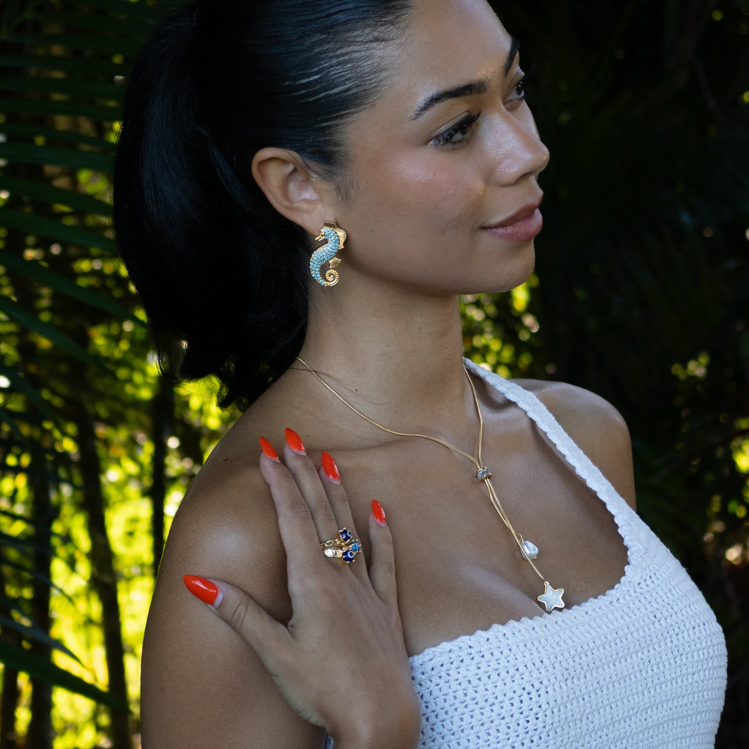 Divine Trio Evil Eye Adjustable Gold Ring