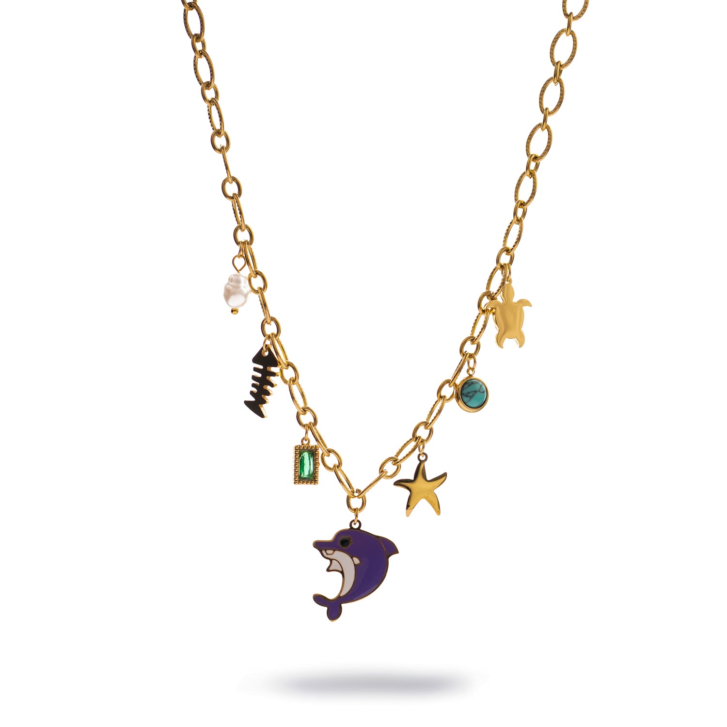 Dolphin & Sea Life Charm Choker Necklace