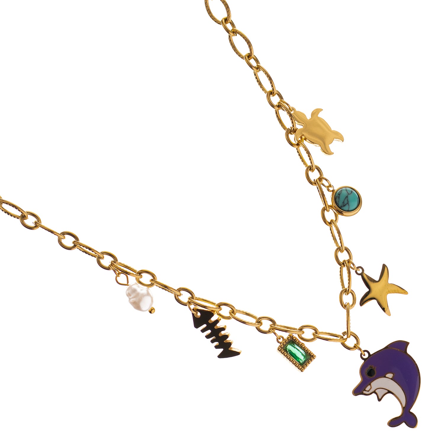 Dolphin & Sea Life Charm Choker Necklace