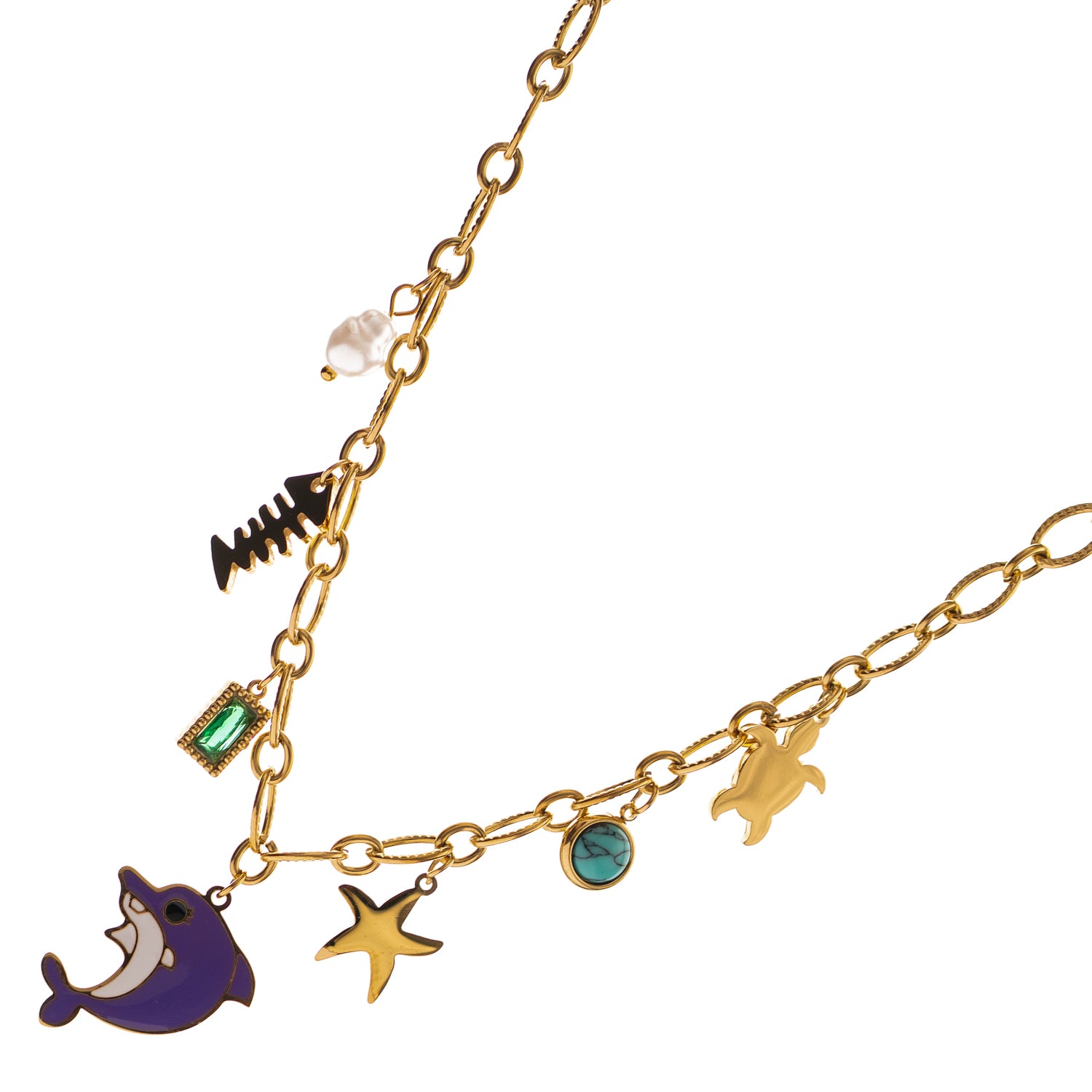 Dolphin & Sea Life Charm Choker Necklace