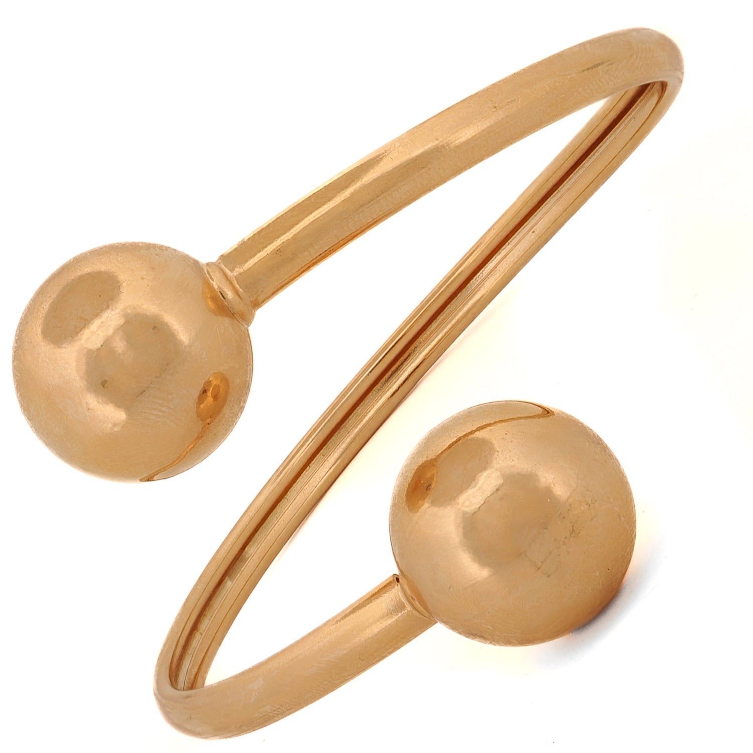 Sophisticated Dual Orb Gold Cuff Bracelet with a chic design, crafted with high-quality 24K gold plating.
