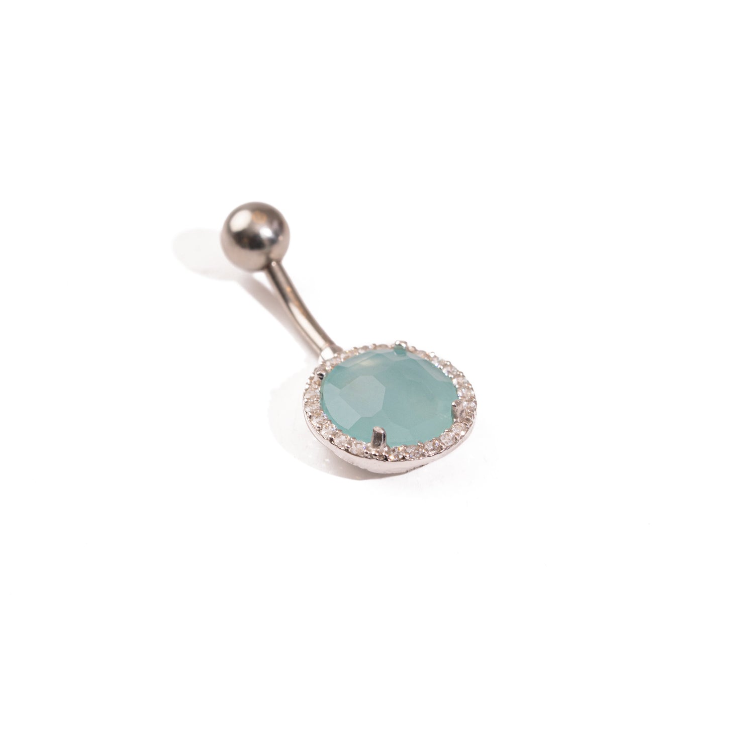 Elegant Aqua Gemstone Sterling Silver Piercing