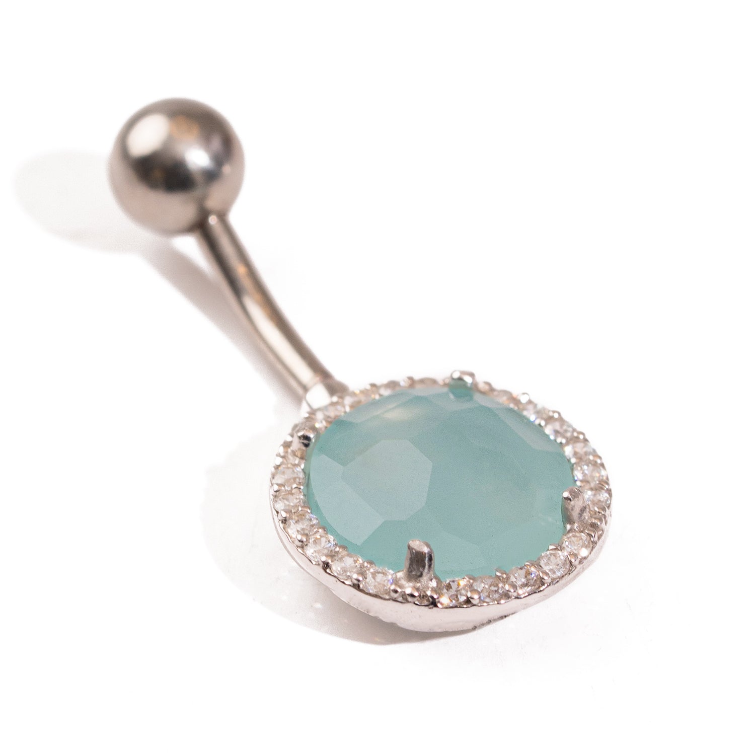 Elegant Aqua Gemstone Sterling Silver Piercing