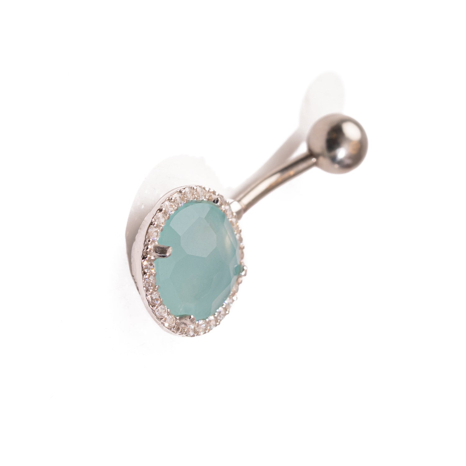 Elegant Aqua Gemstone Sterling Silver Piercing
