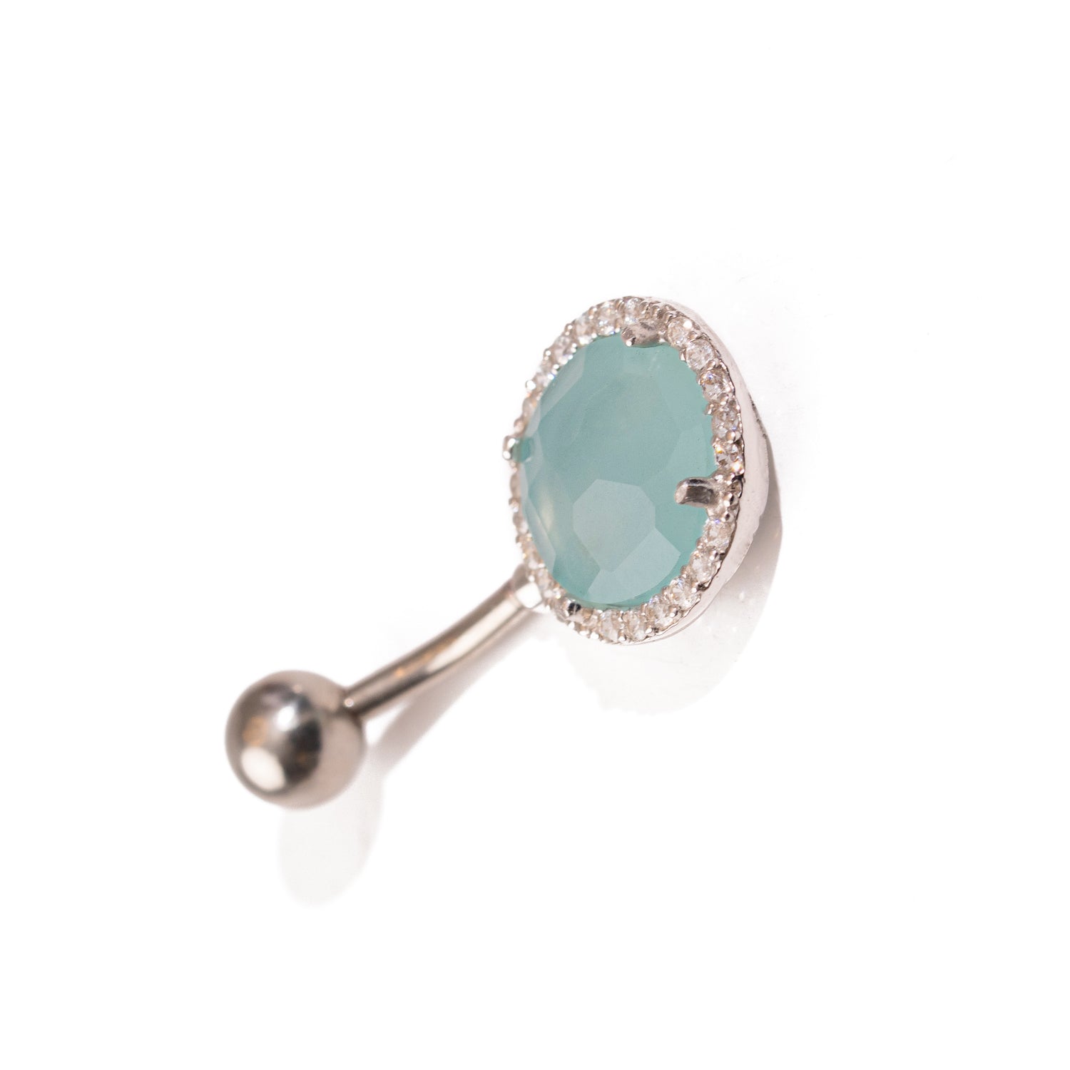 Elegant Aqua Gemstone Sterling Silver Piercing