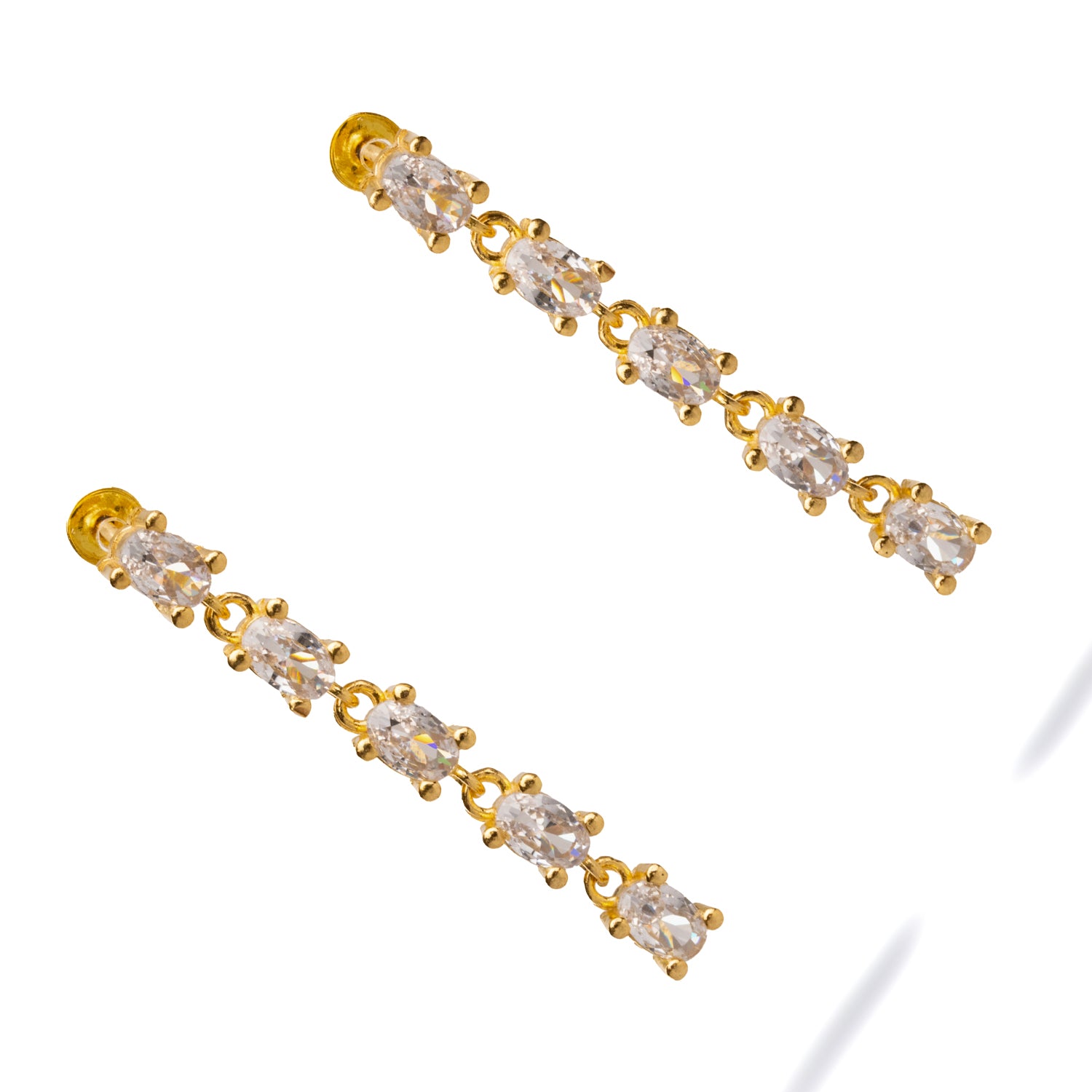 Refined Gold-Plated Drop Earrings with CZ Diamonds for an Elegant Fashion Statement