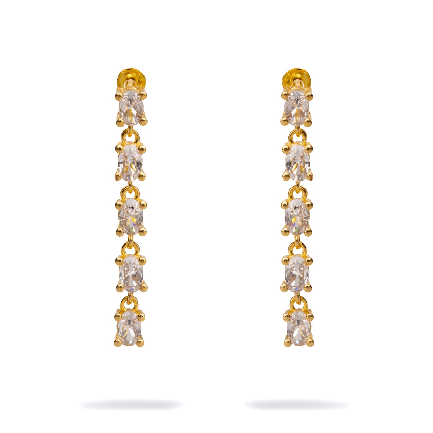 24K Gold-Plated Drop Earrings with CZ Diamonds for Sparkling Elegance