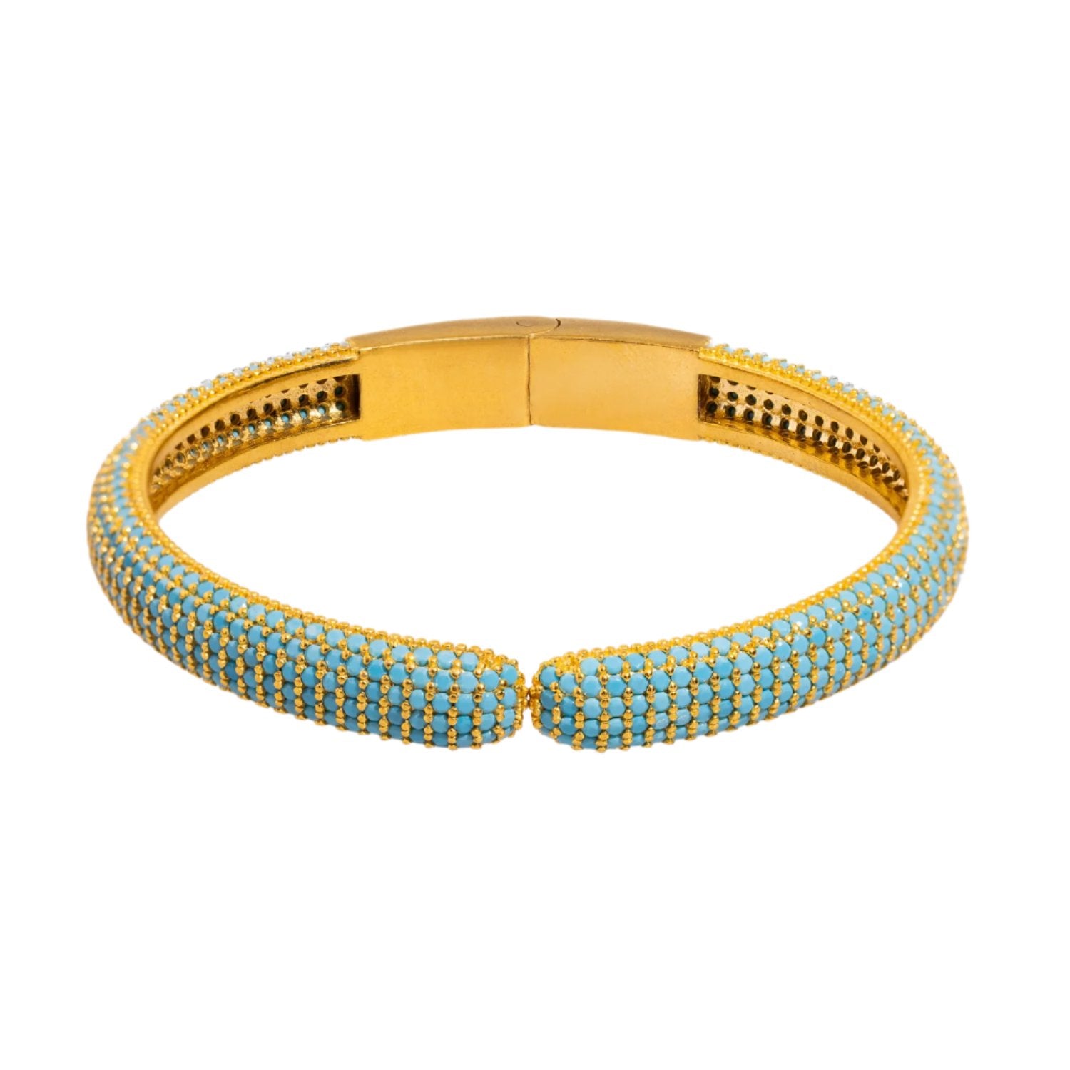 Gold Bangle Bracelet with Turquoise Stones for a Timeless and Chic Fashion Statement