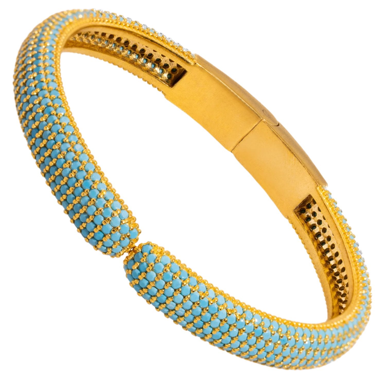Turquoise and Gold Bangle Bracelet for a Bold Fashion-Forward Accessory