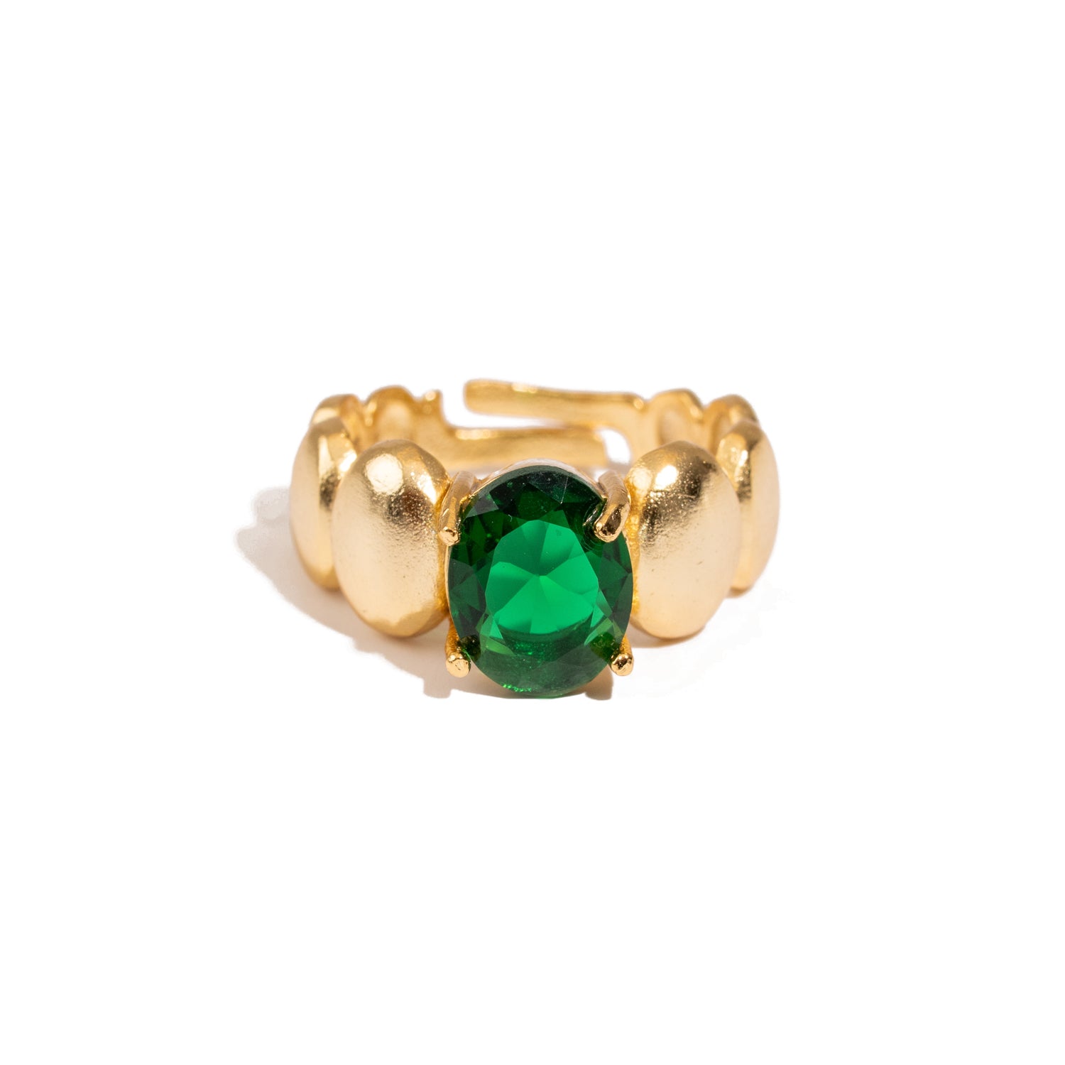 Emerald Aura Gold Adjustable Ring