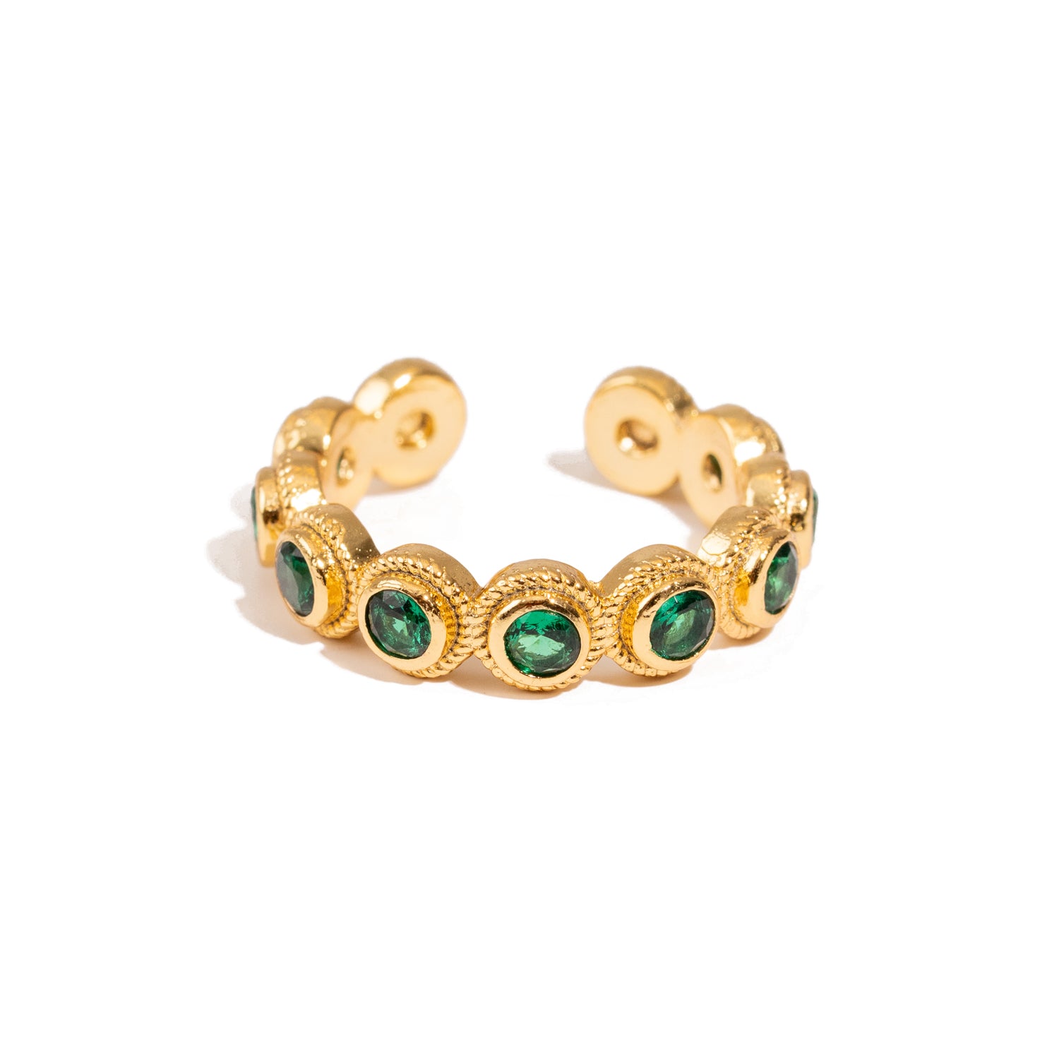 Emerald Glow Adjustable Gold Plated Stackable Ring