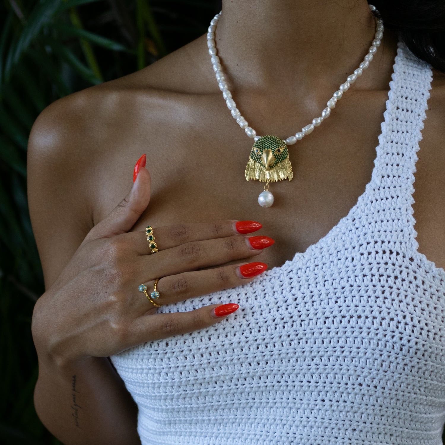 Emerald Glow Adjustable Gold Plated Stackable Ring