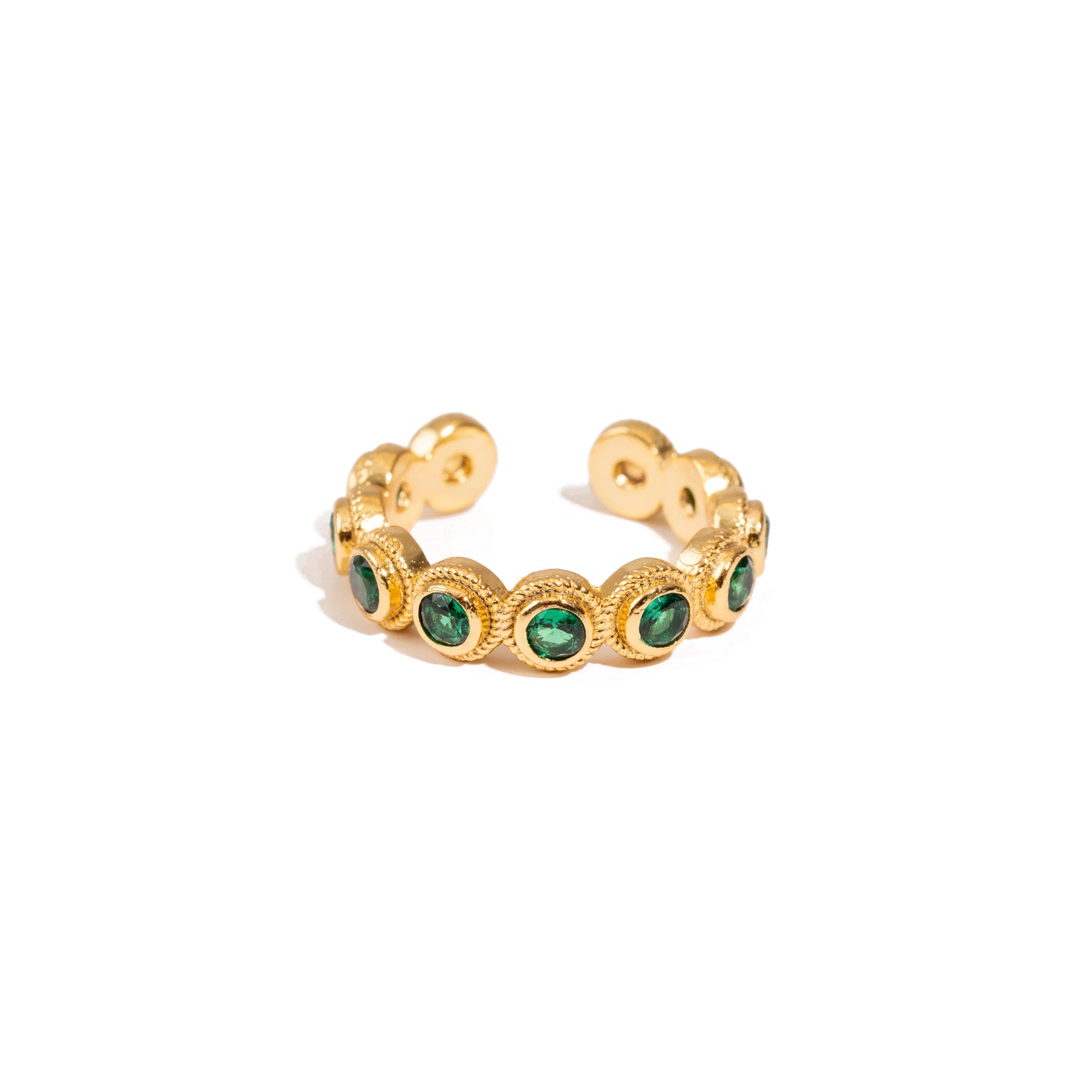 Emerald Glow Adjustable Gold Plated Stackable Ring