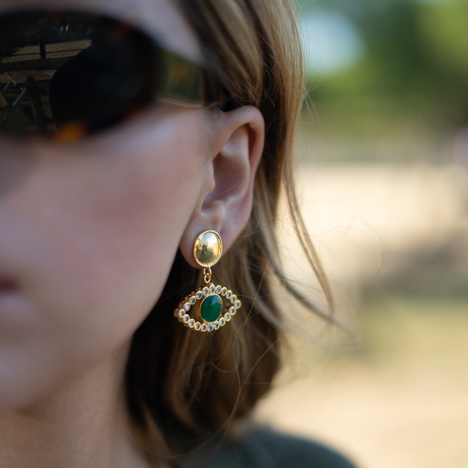 Emerald Harmony Eye Earrings