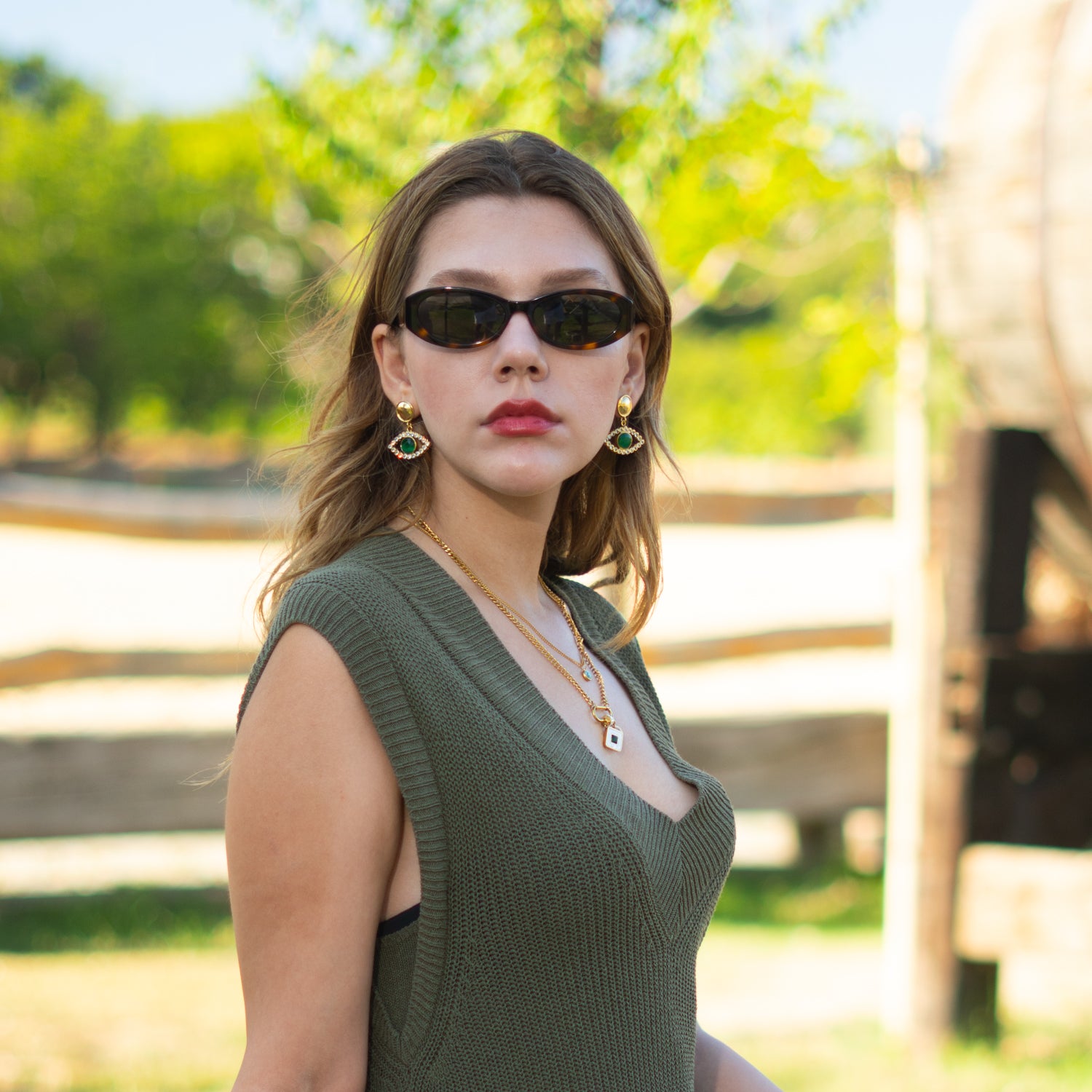 Emerald Harmony Eye Earrings