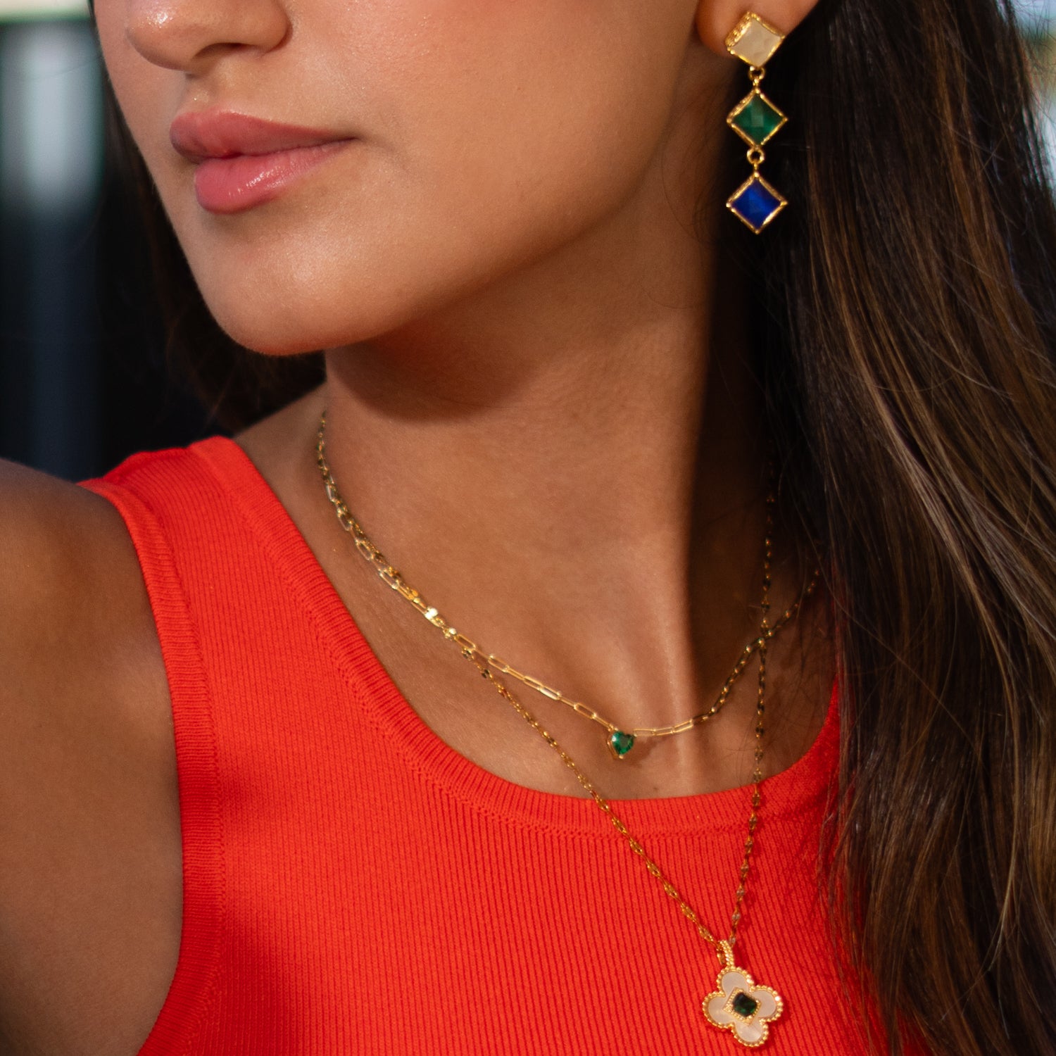 Emerald Heart Minimalist Gold Necklace
