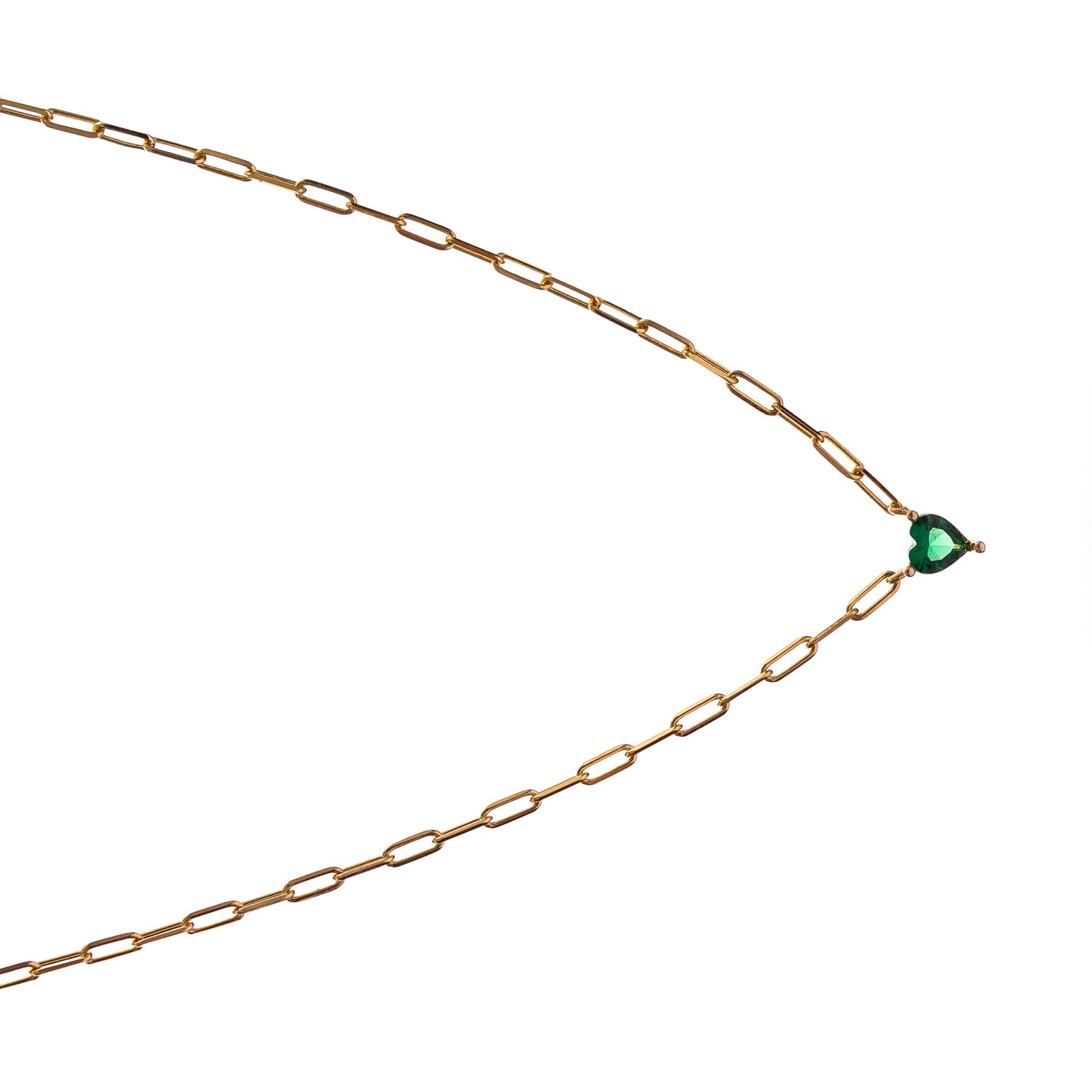 Emerald Heart Minimalist Gold Necklace