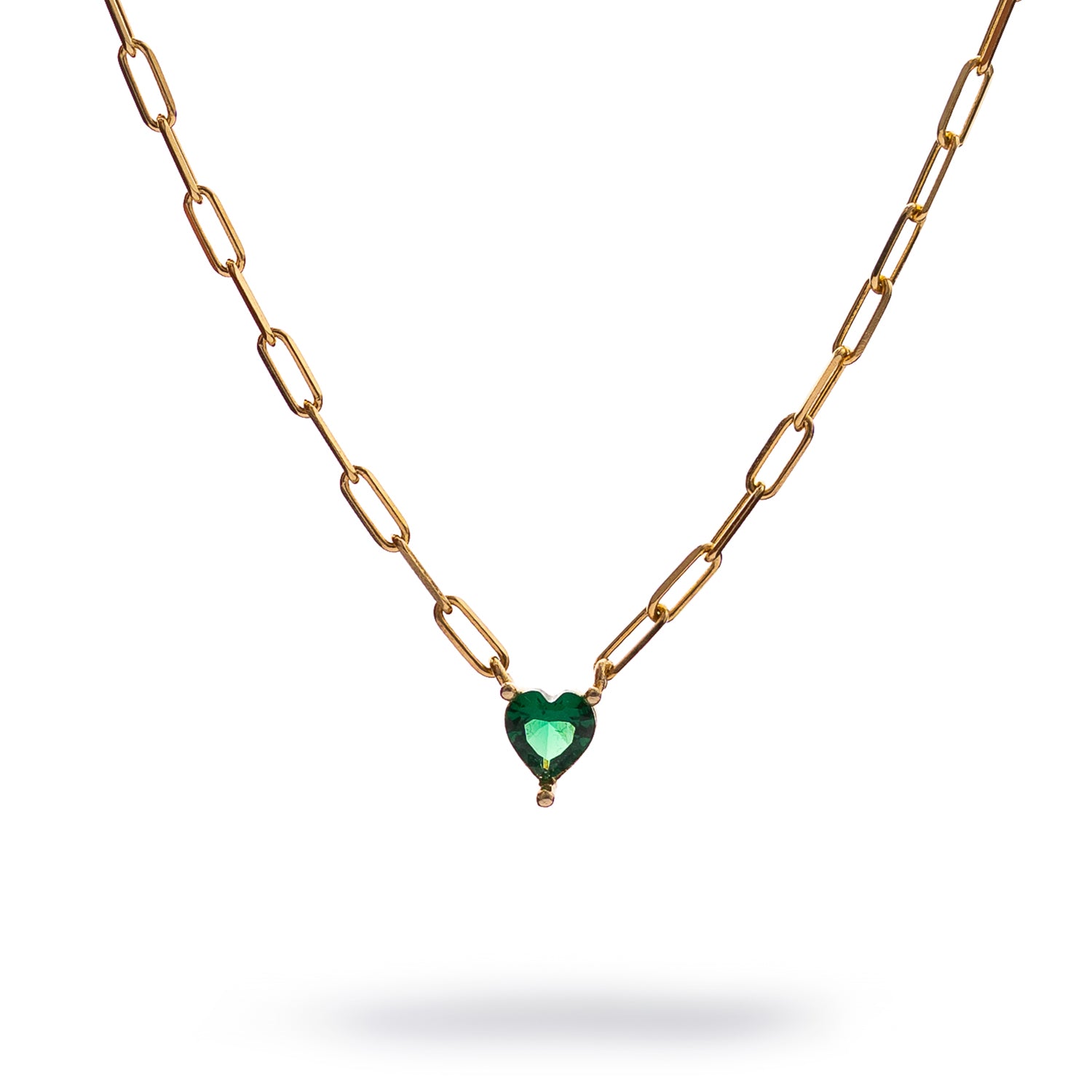 Emerald Heart Minimalist Gold Necklace