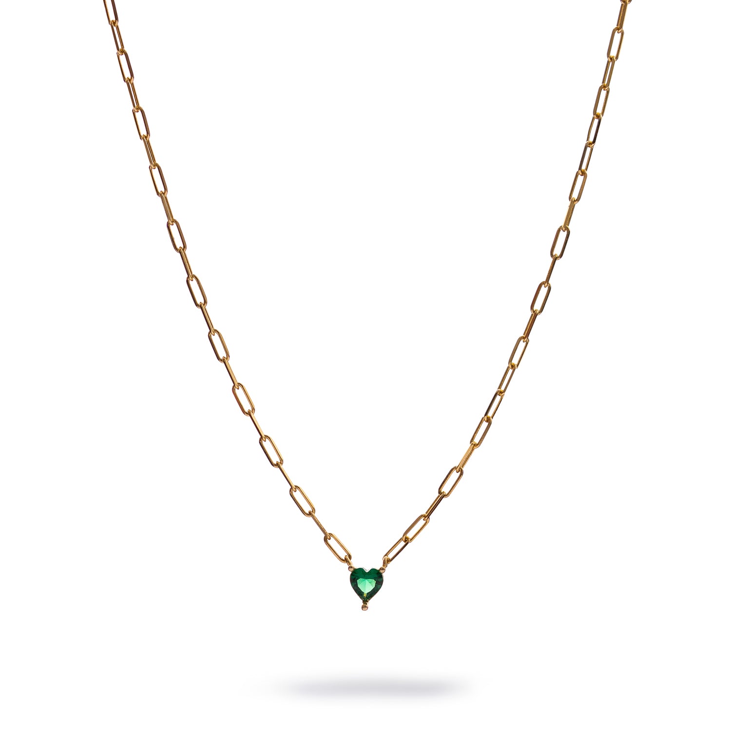 Emerald Heart Minimalist Gold Necklace