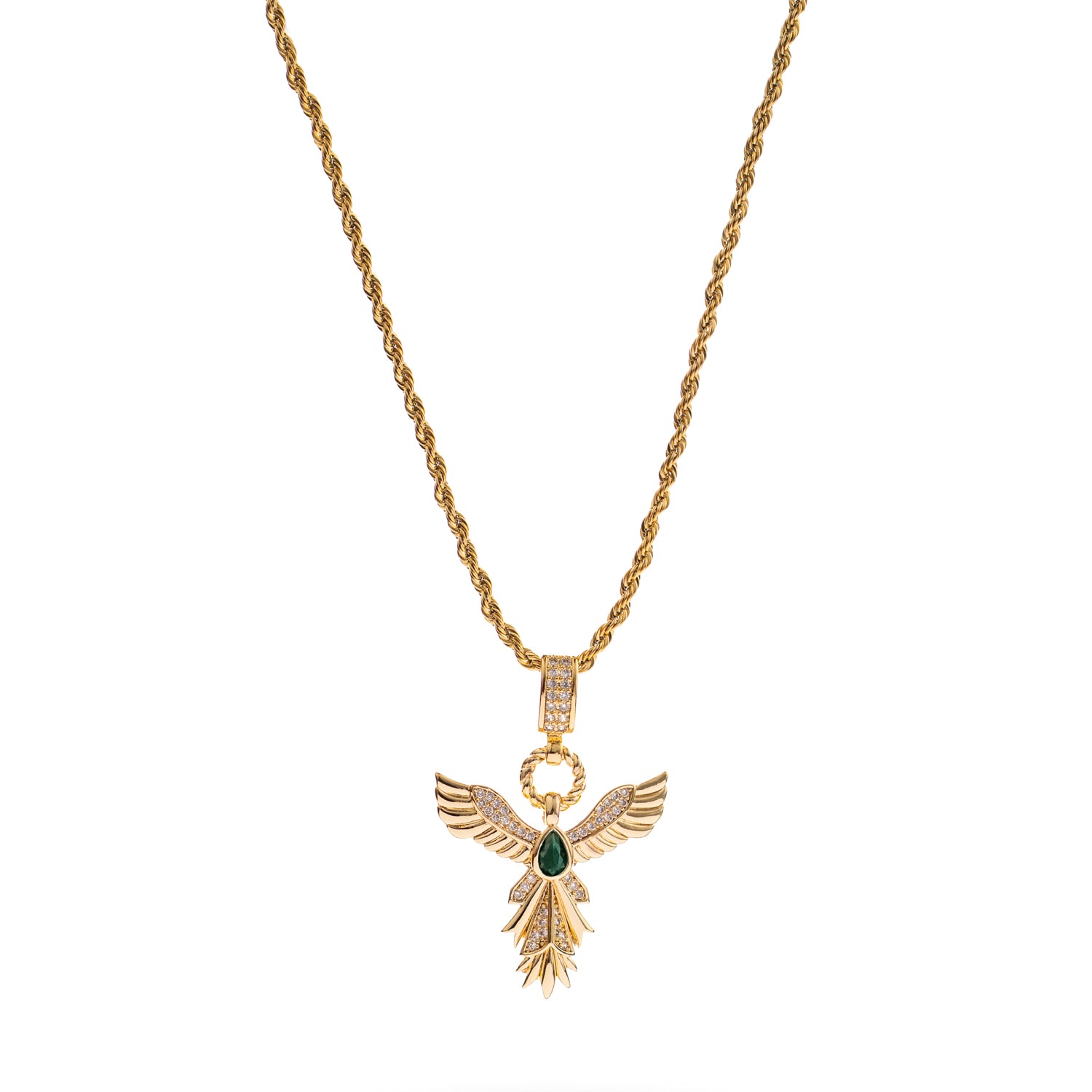 Emerald Phoenix Gold Necklace