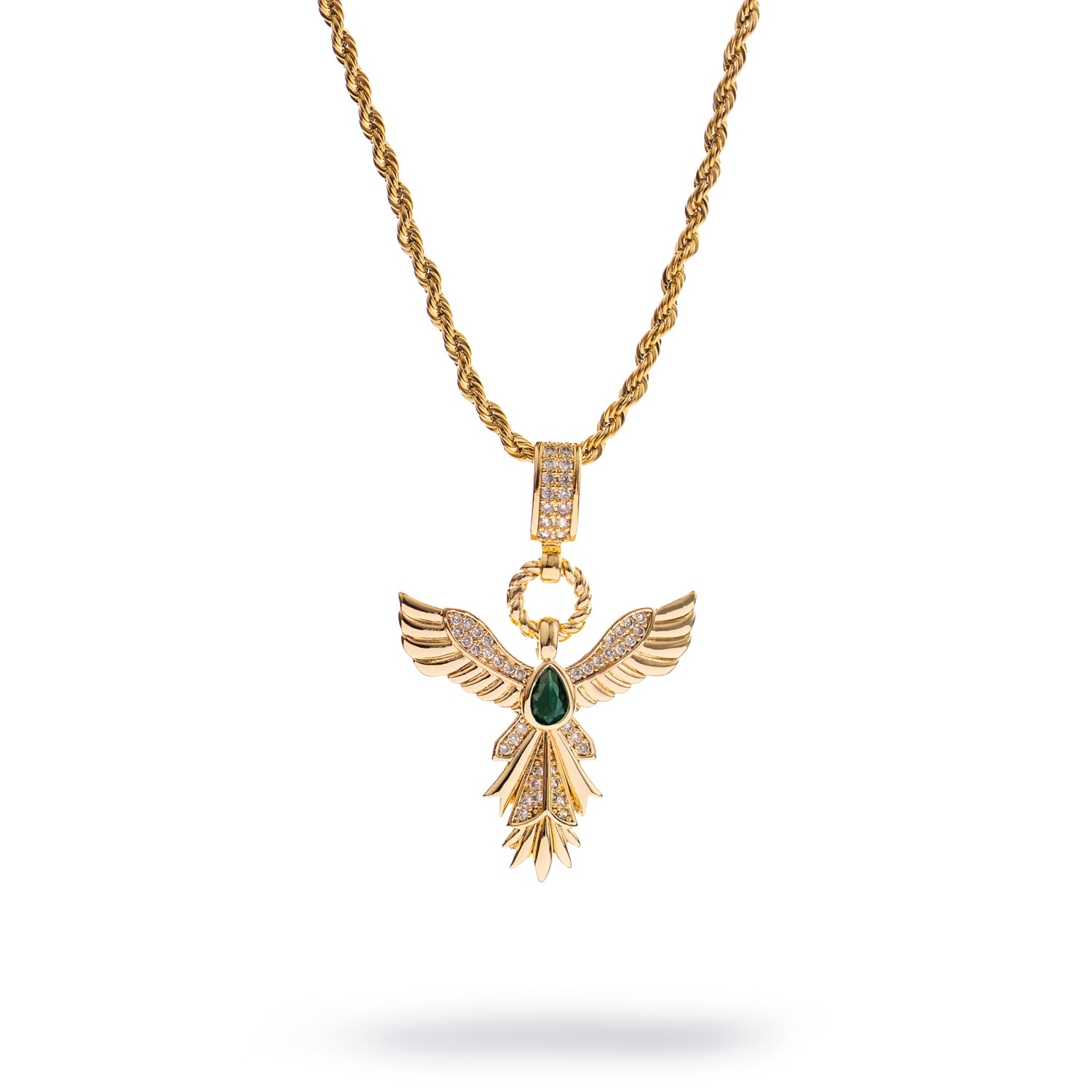 Emerald Phoenix Gold Necklace