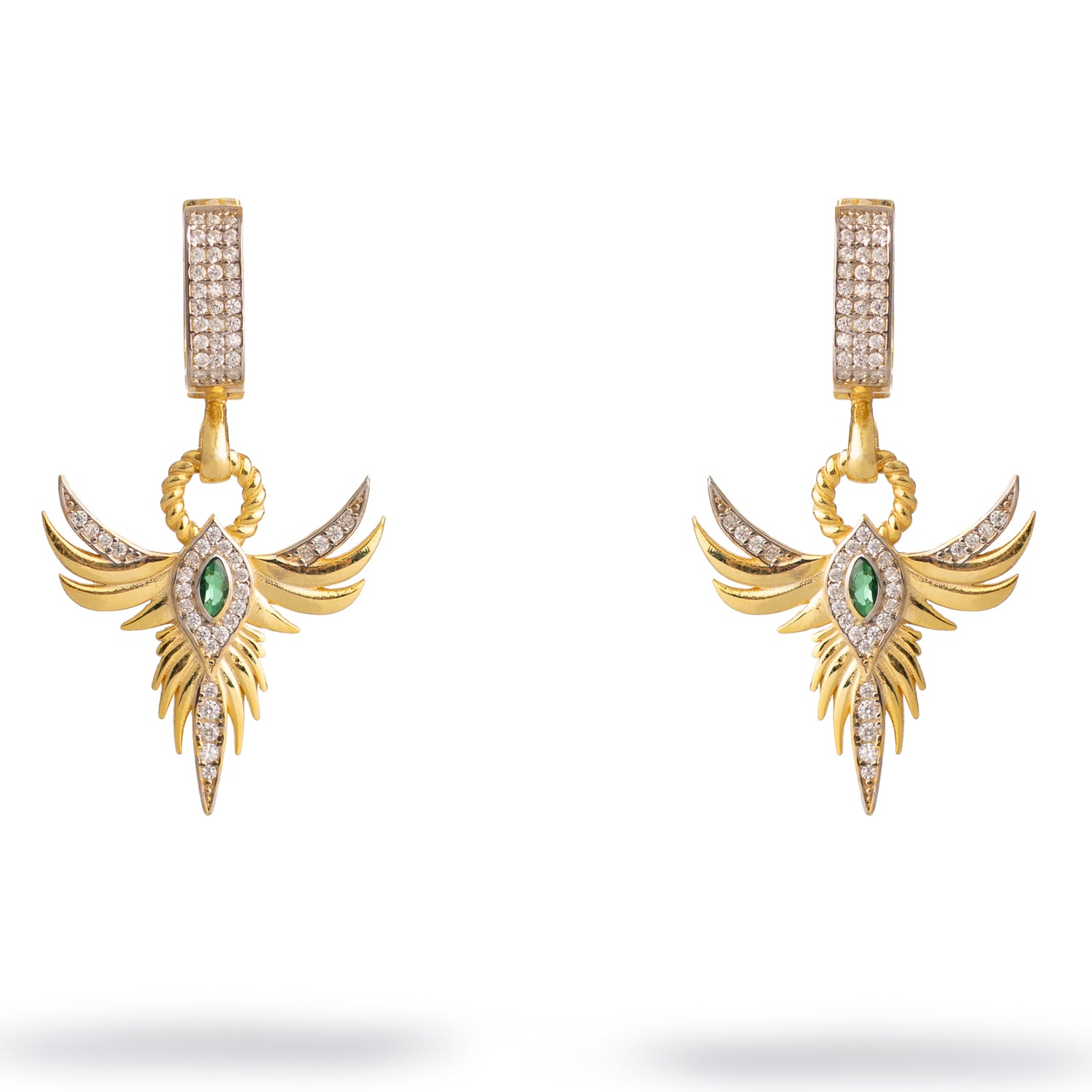 Emerald Phoenix Guardian Earrings