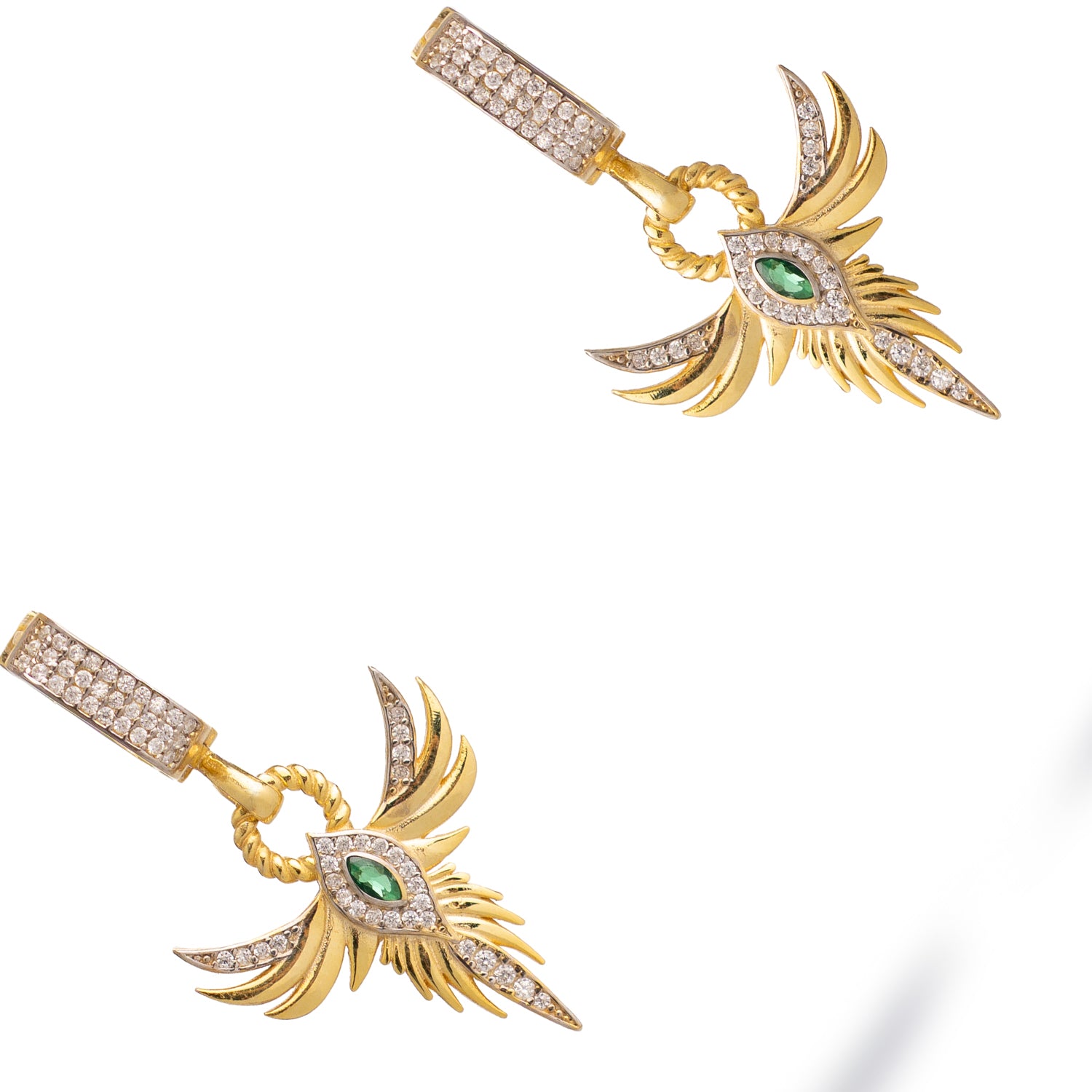 Emerald Phoenix Guardian Earrings