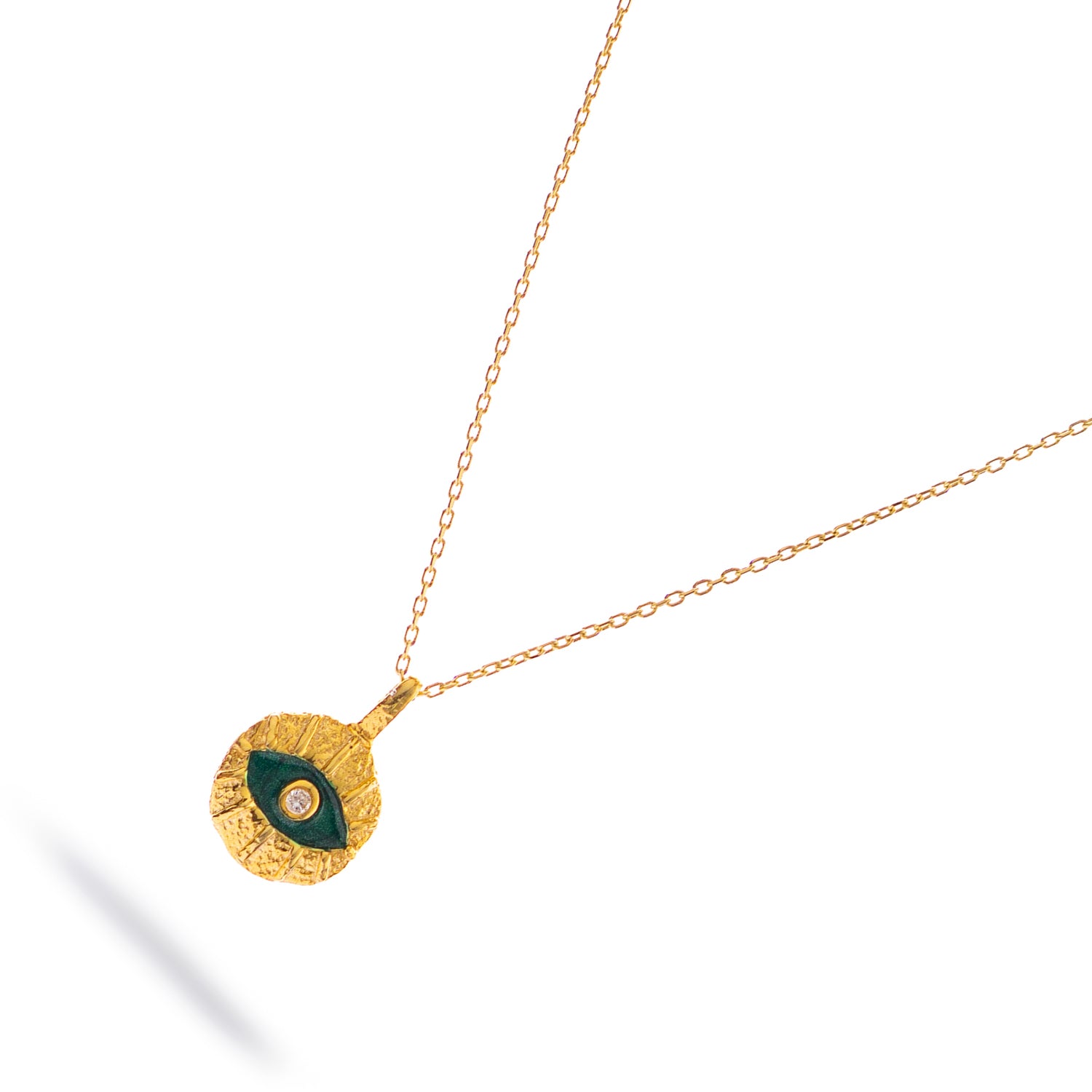 Emerald Soul Evil Eye Gold Necklace