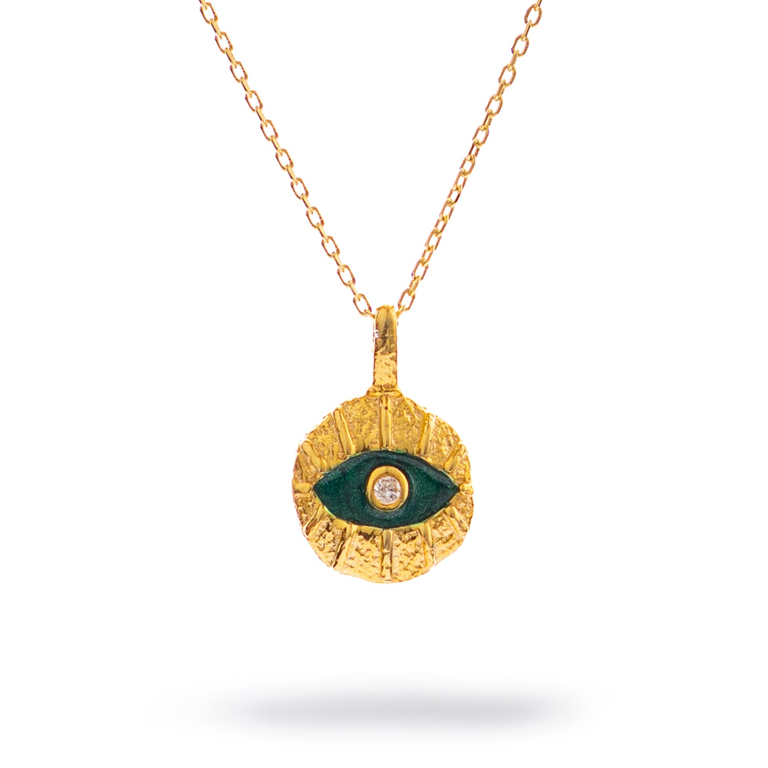 Emerald Soul Evil Eye Gold Necklace
