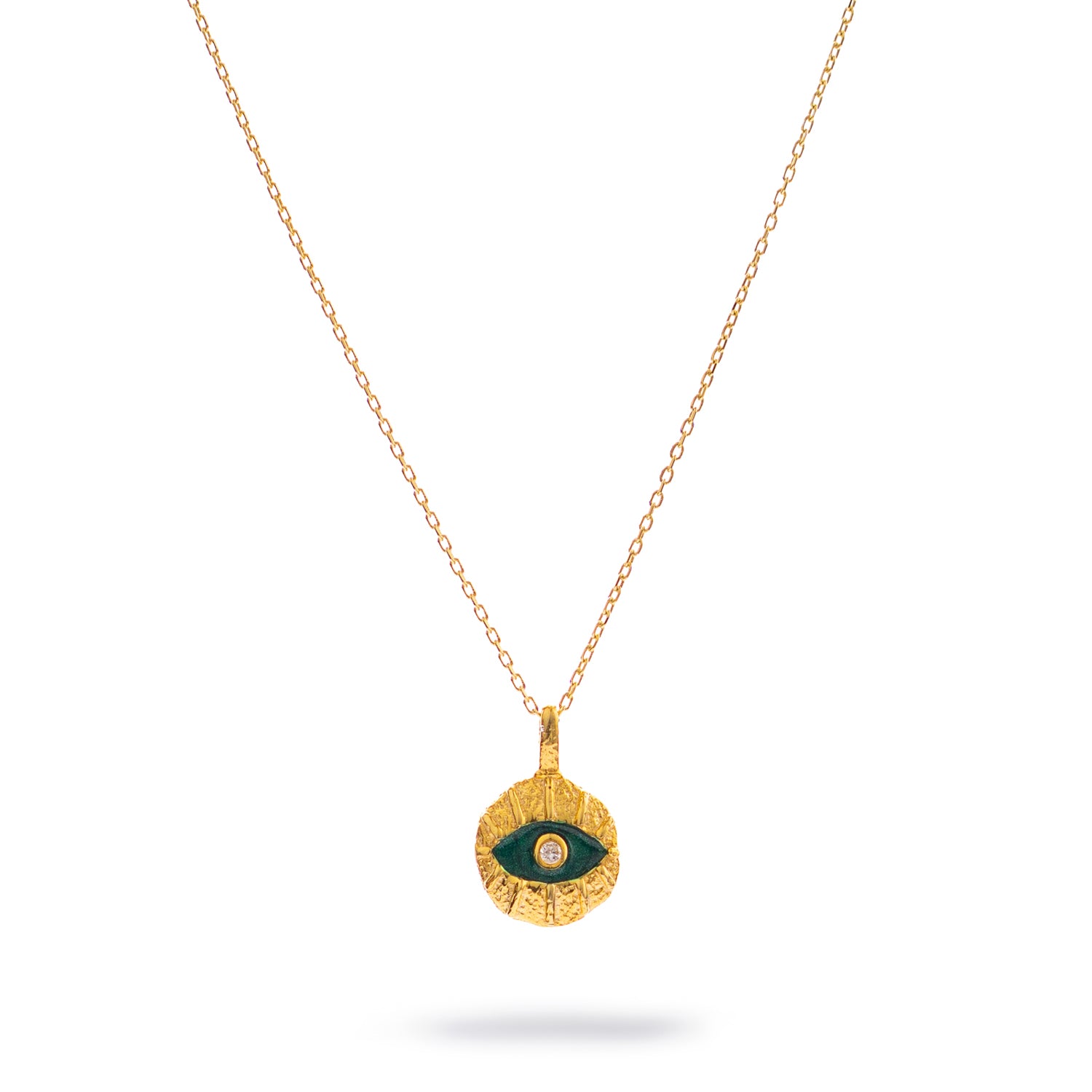 Emerald Soul Evil Eye Gold Necklace