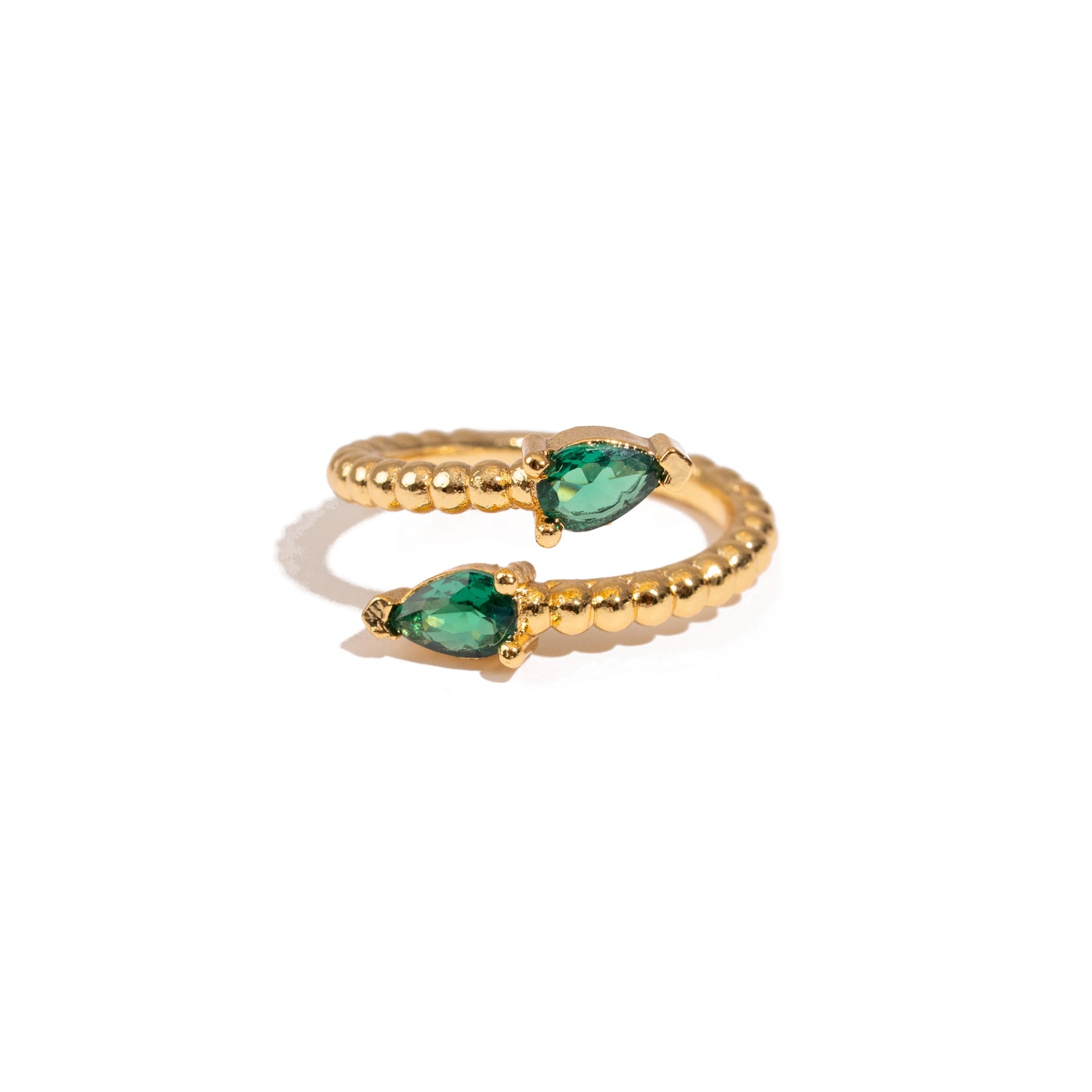 Emerald Teardrop Glow Gold Adjustable Ring